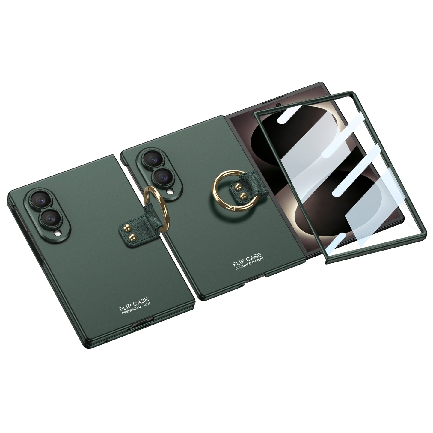 Galaxy Z Fold 8/7/6 Wide Ultra Fashion Phone Case with Built-In Tempered Glass & Ring Holder