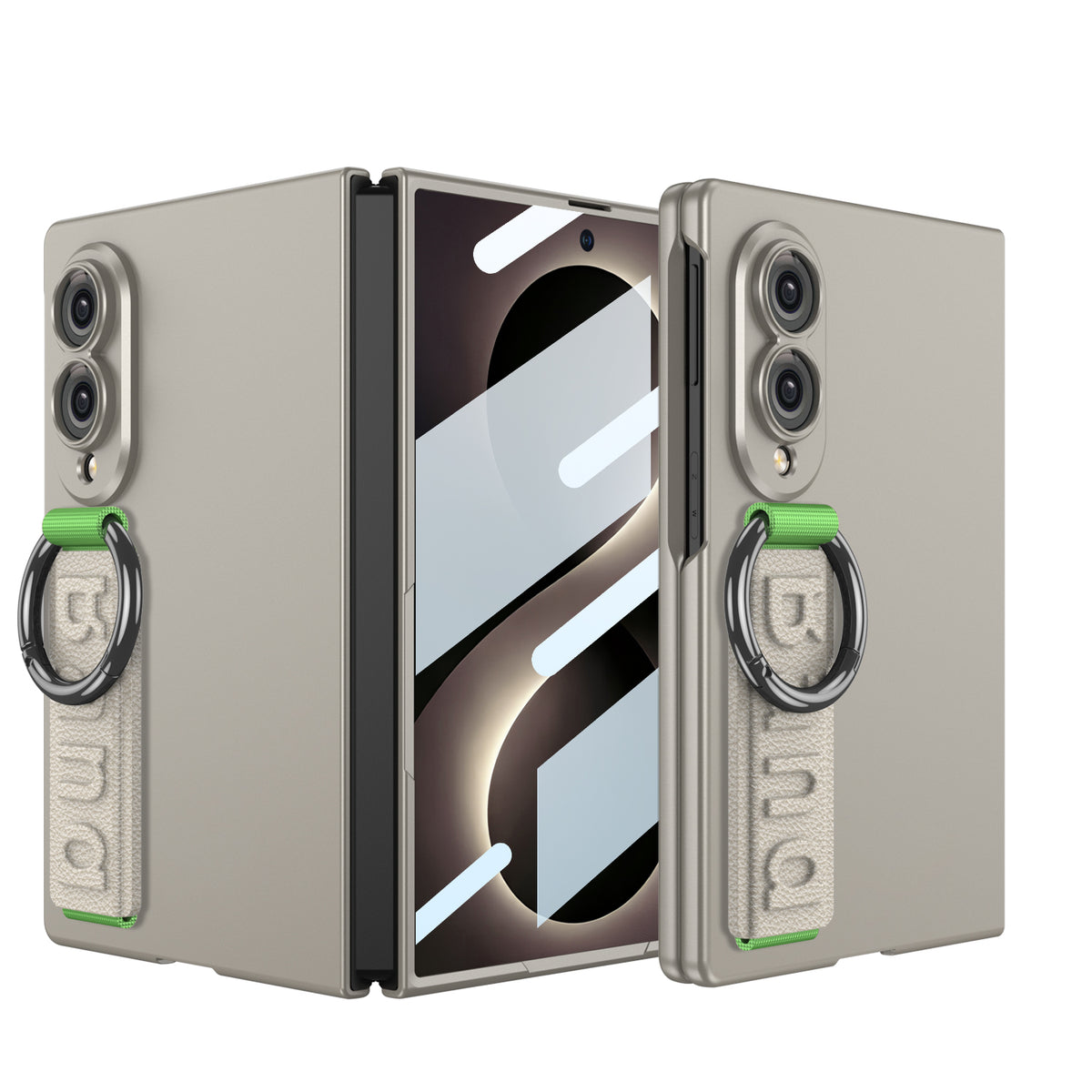 Fashion Phone Case with Built-In Tempered Glass & Wristband For Galaxy Z Fold 8/7/6 Wide Ultra