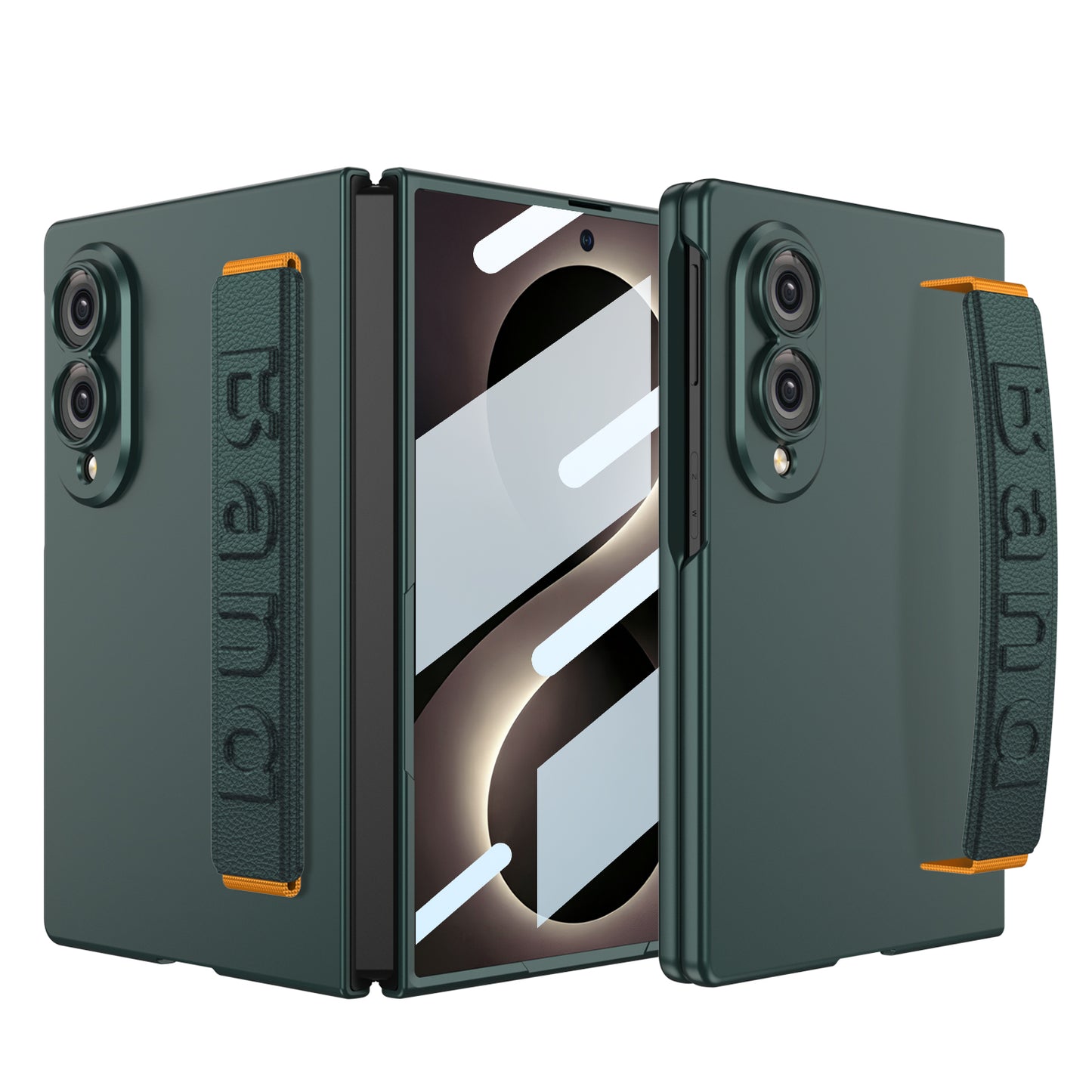Galaxy Z Fold 8/7/6/5 Wide Ultra Fashion Phone Case with Built-In Tempered Glass & Wristband