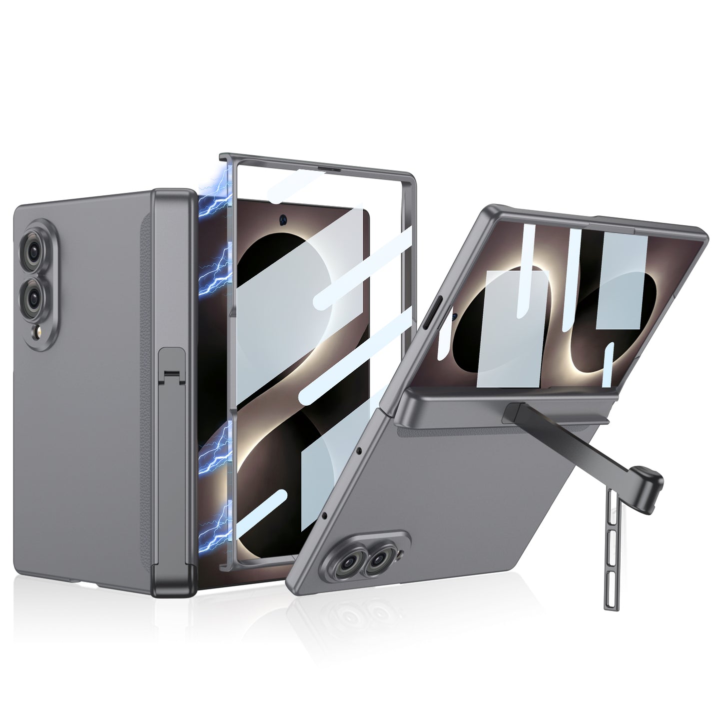 Premium Hinge Case with Integrated Tempered Glass & Hidden Dual-Position Kickstand For Galaxy Z Fold8/7 Wide Ultra