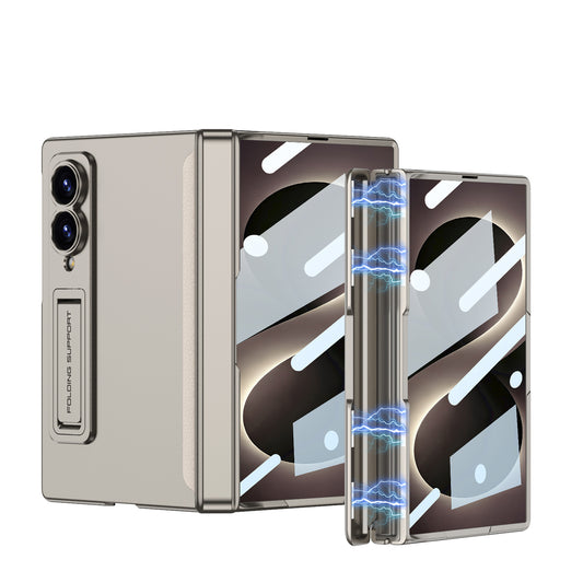 Galaxy Z Fold8 Wide Ultra Rugged Magnetic Hinge Protection Case with Built-In Kickstand & Screen Glass Film