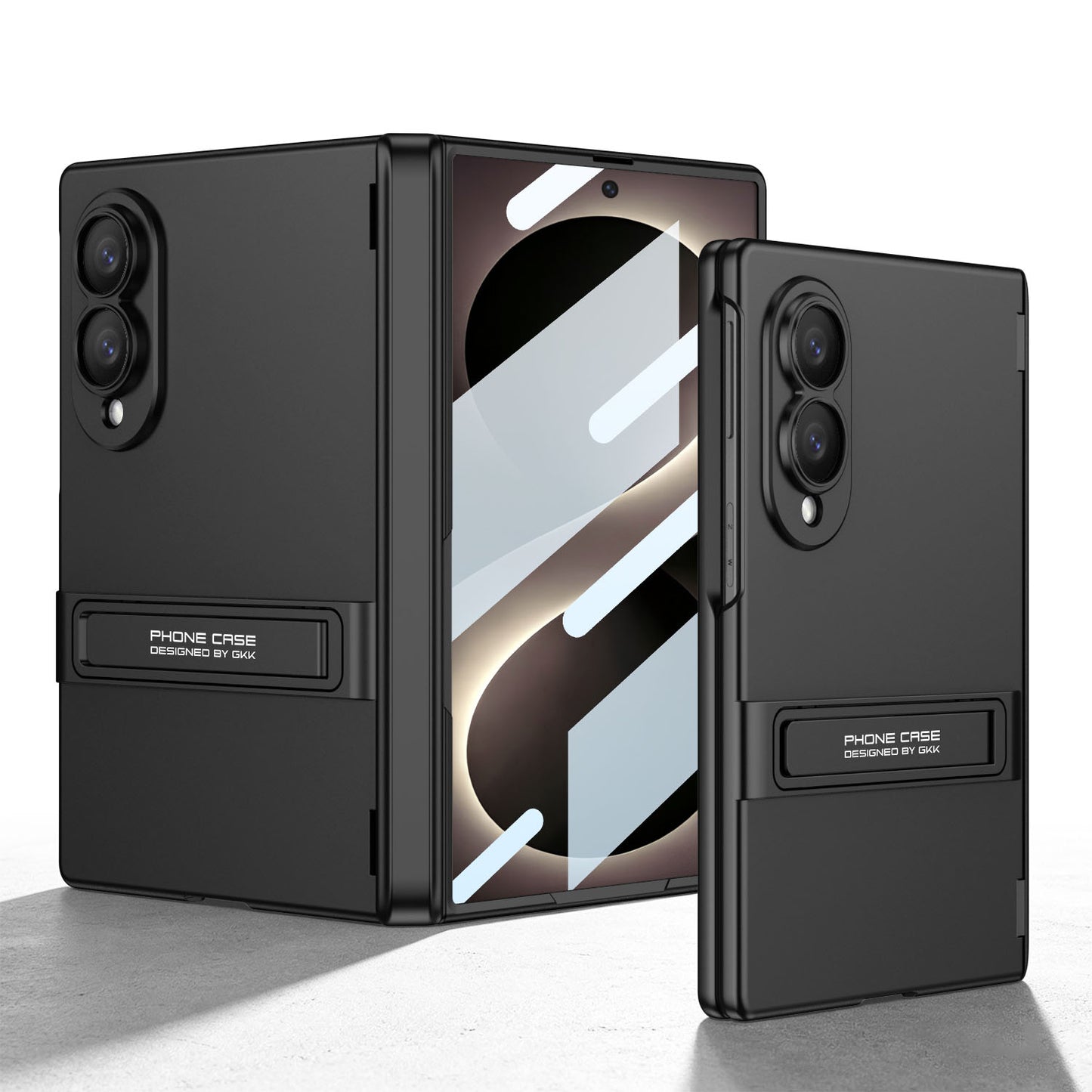 Business-style Bracket Magnetic Hinge Phone Case With Back Screen Film For Galaxy Z Fold 7/8 Ultra Wide
