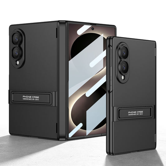 Business-style Bracket Magnetic Hinge Phone Case With Back Screen Film For Galaxy Z Fold8 Ultra Wide