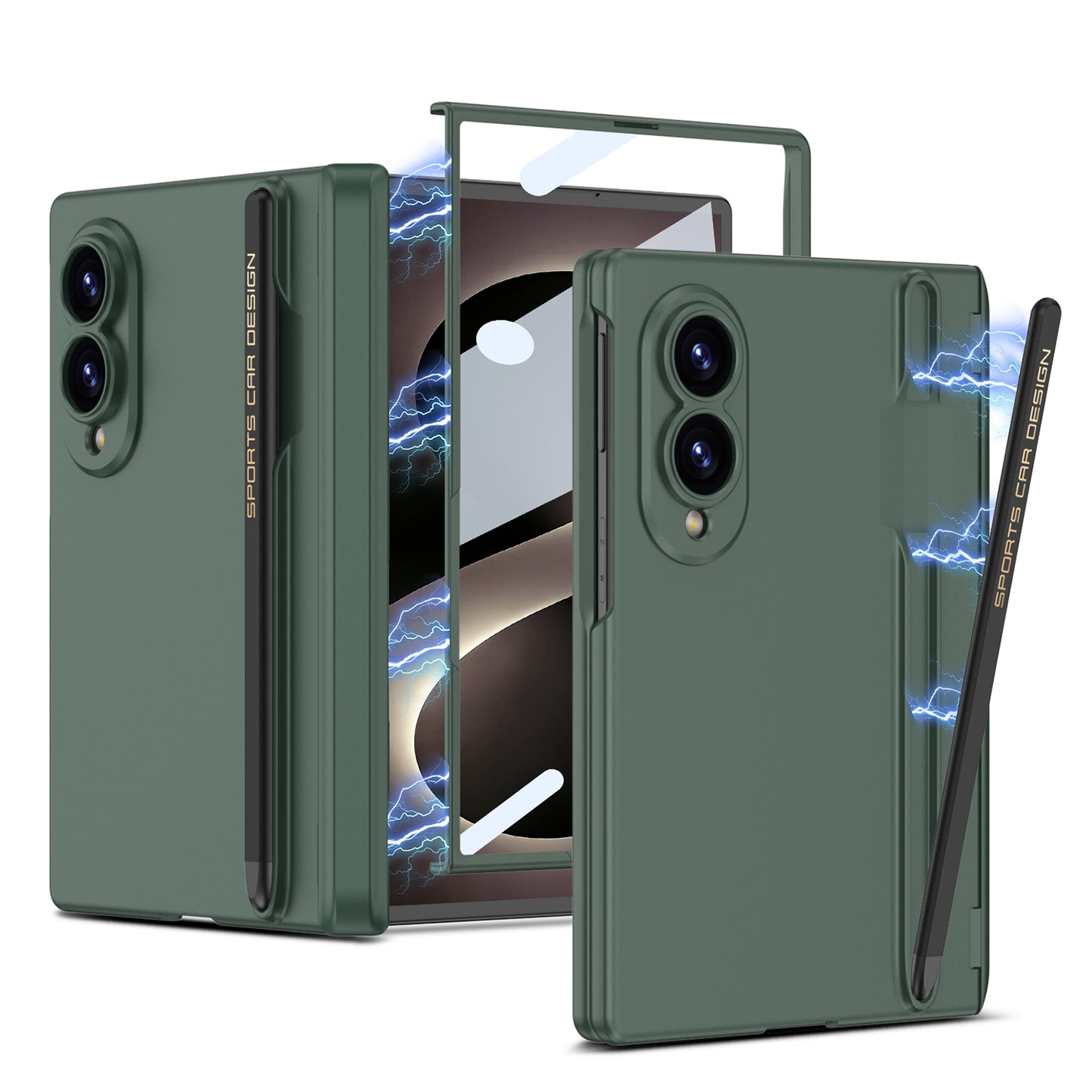 Magnetic Hinge Protective Phone Case With Pen-slot & Stylus & Screen Glass Flim For Galaxy Z Fold8