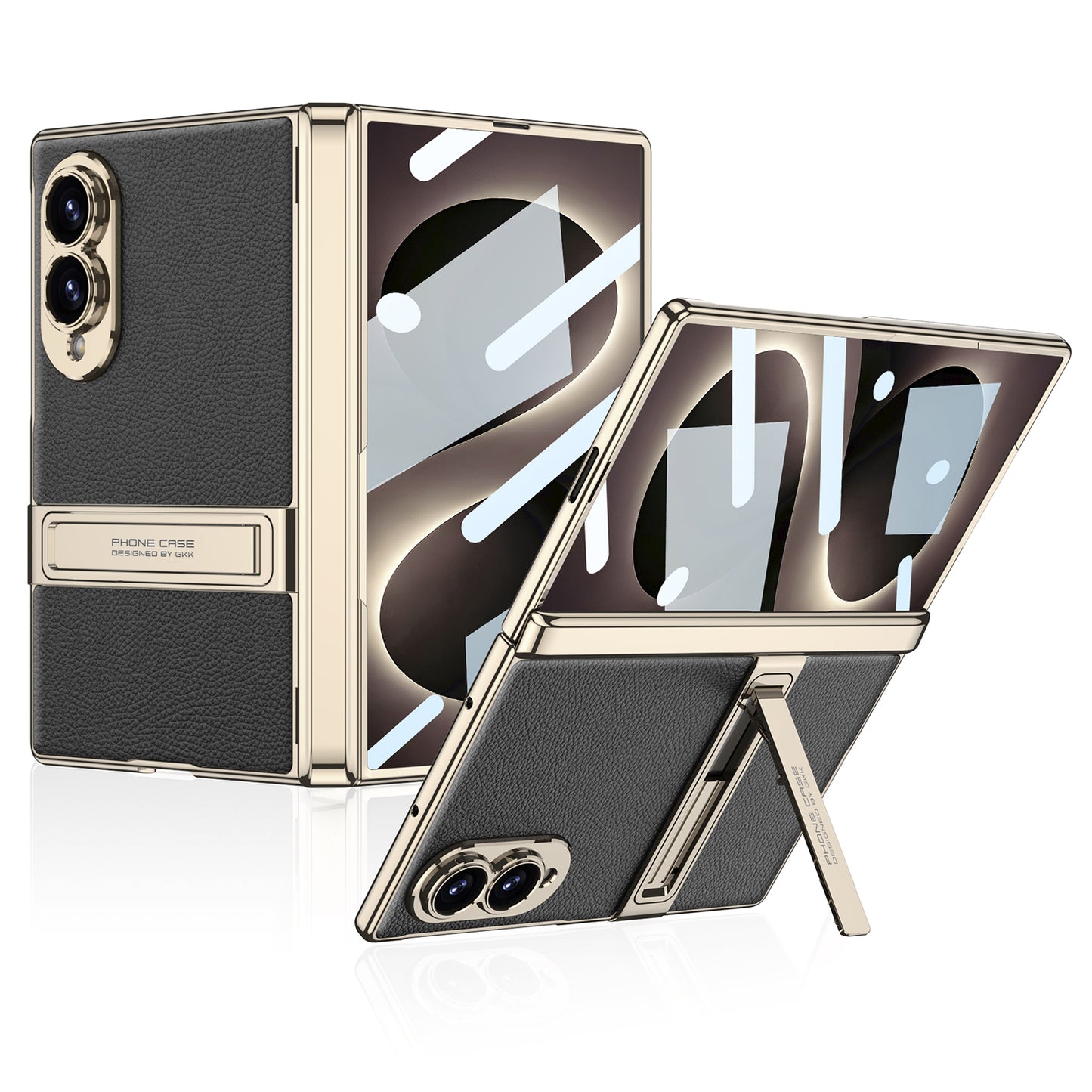 Golden Electroplated Leather Shockproof Phone Cover For Galaxy Z Fold 7/8 Ultra Wide