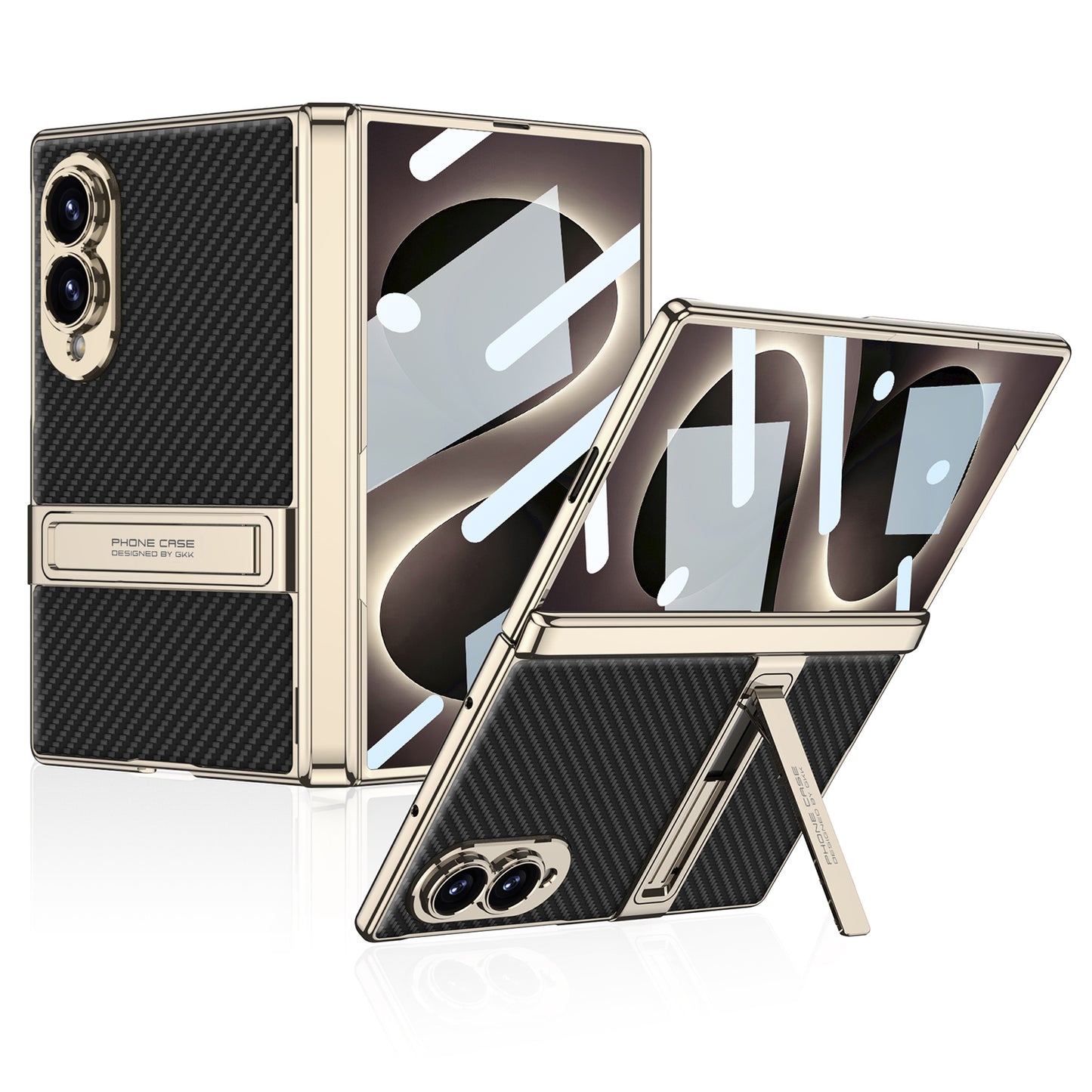 Golden Electroplated Leather Shockproof Phone Cover For Galaxy Z Fold 7/8 Ultra Wide