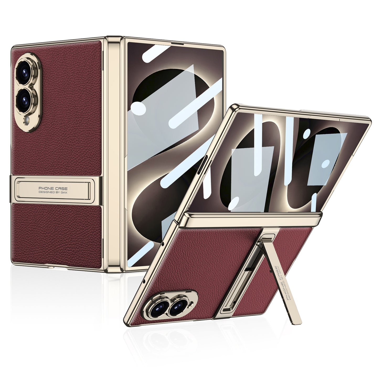Golden Electroplated Leather Shockproof Phone Cover For Galaxy Z Fold 7/8 Ultra Wide