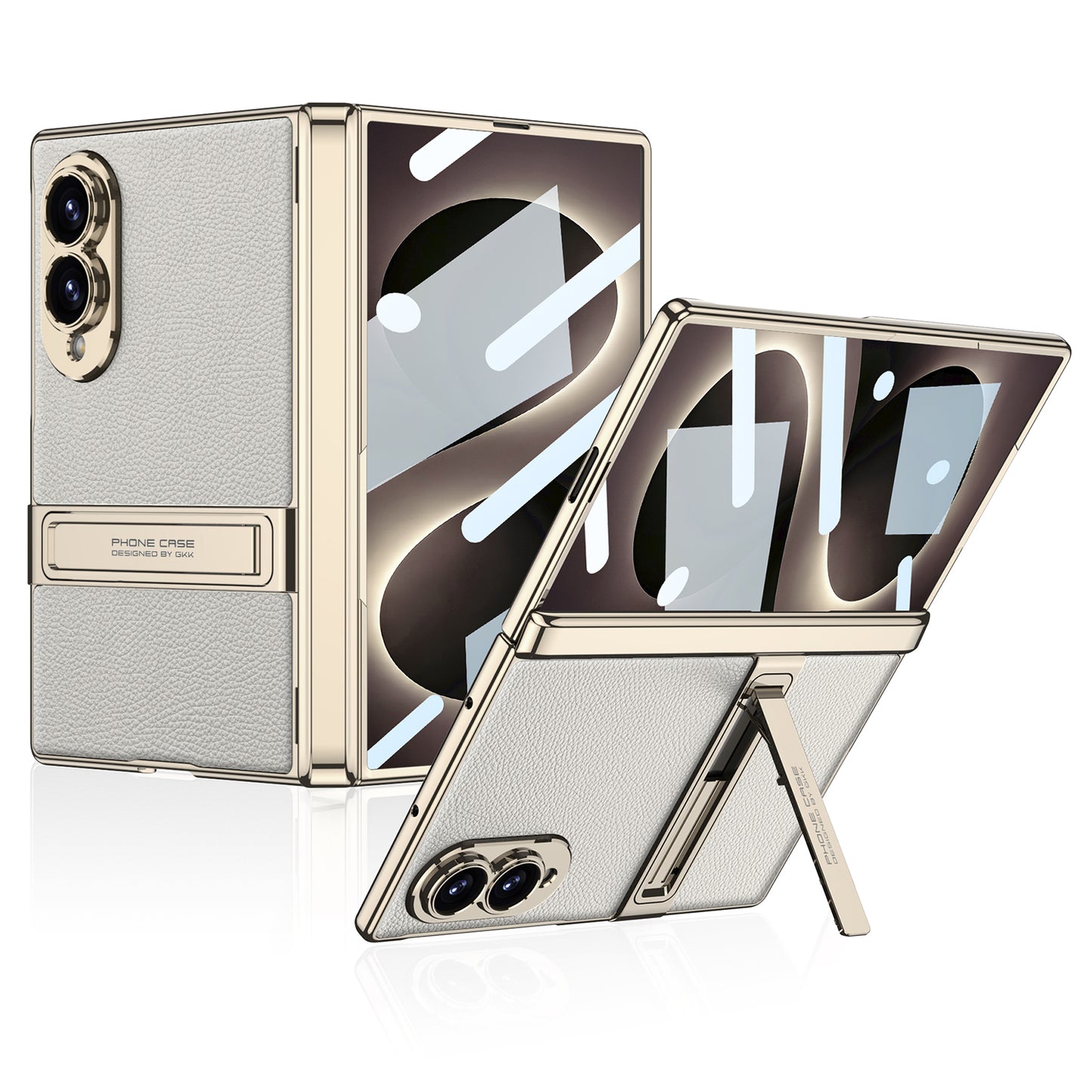 Golden Electroplated Leather Shockproof Phone Cover For Galaxy Z Fold 7/8 Ultra Wide