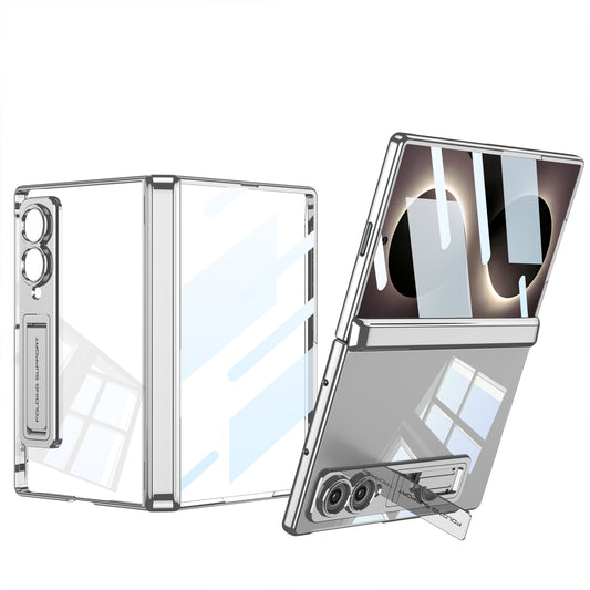 Magnetic Hinge Protective Clear Phone Case with Built-In Tempered Glass & Bracket For Galaxy Z Fold8 Wide Ultra