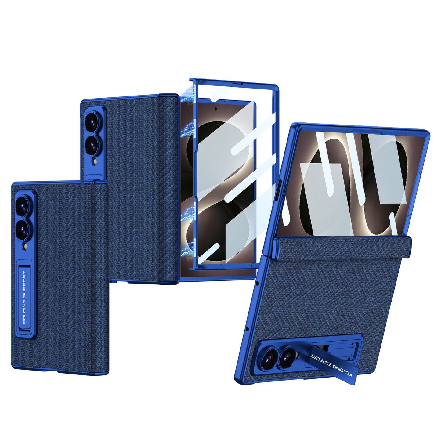 Luxurious Leather Phone Case with Built-In Tempered Glass & Bracket For Galaxy Z Fold 8/7 Wide Ultra