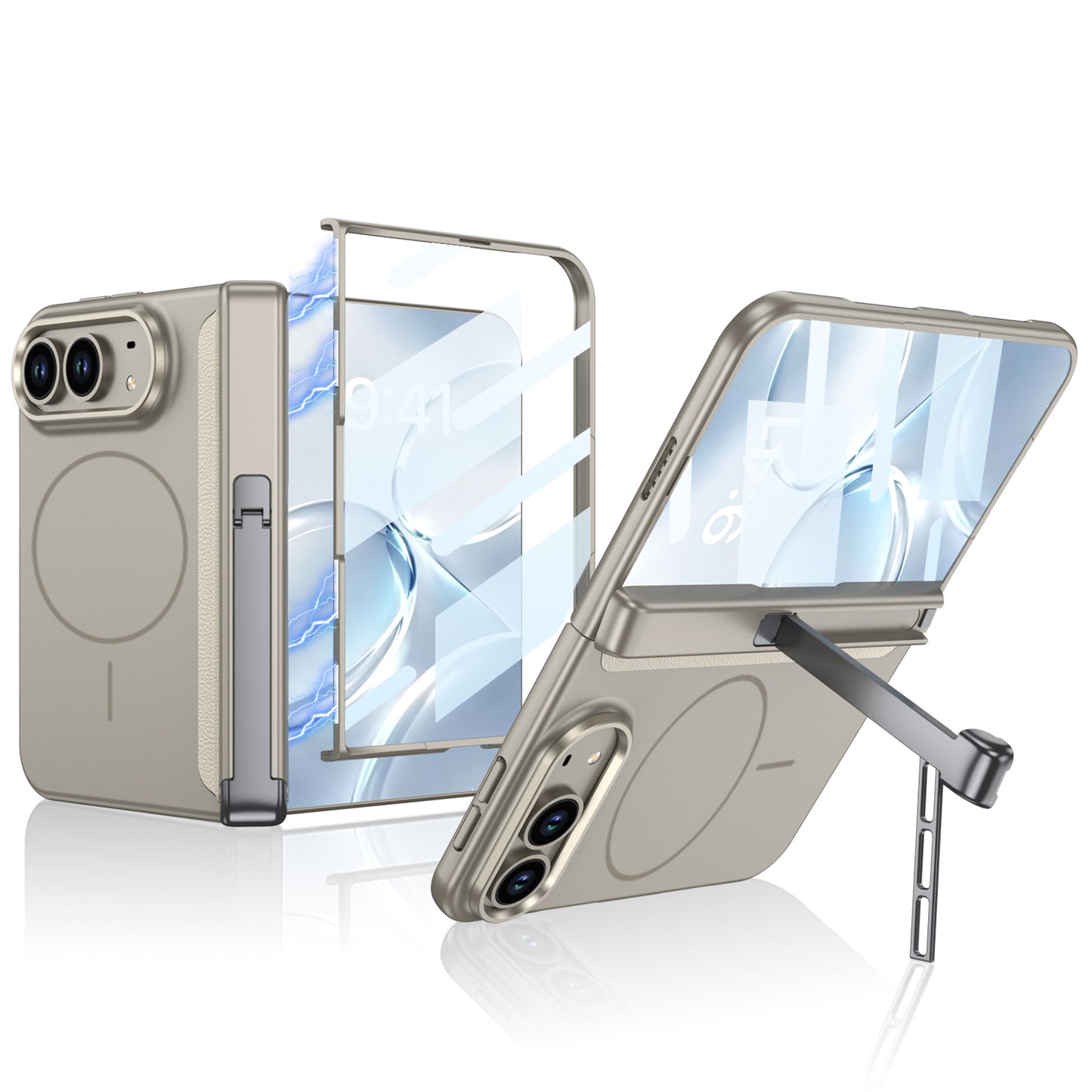 Full-Body Protection Case For iPhone Fold – Built-in Tempered Glass & Kickstand & Magnetic Coil