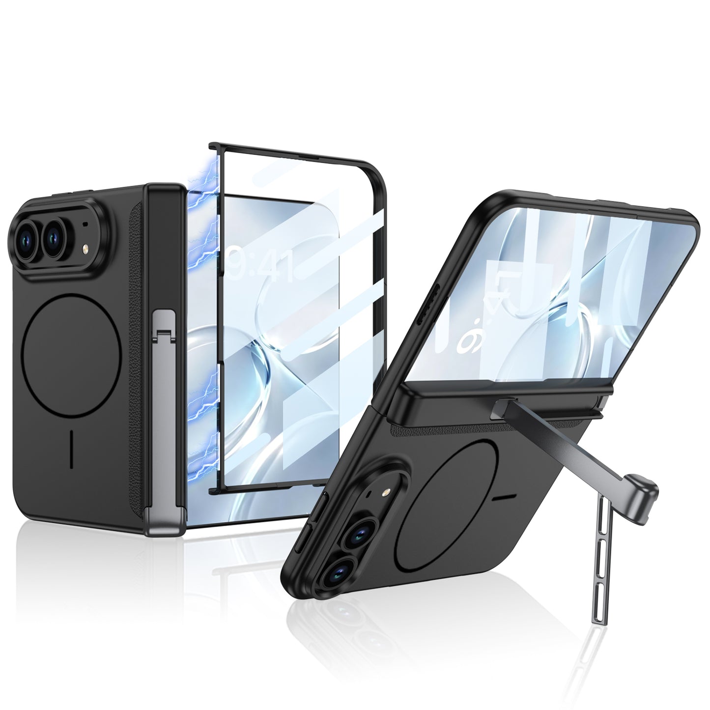 Full-Body Protection Case For iPhone Fold – Built-in Tempered Glass & Kickstand & Magnetic Coil
