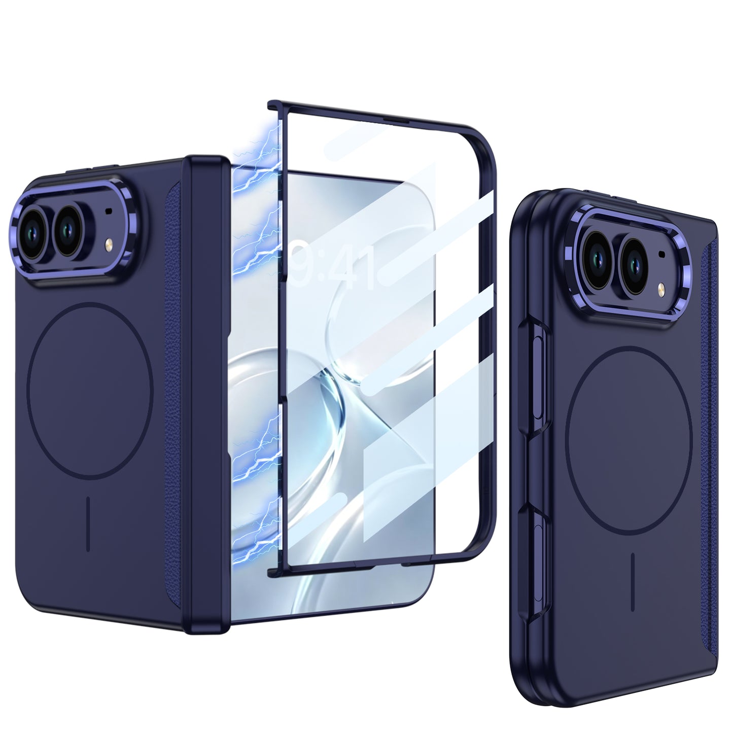 iPhone Ultra - Magnetic Hinge Protection Business Cover Built-in Tempered Glass Film &  Magnetic Ring