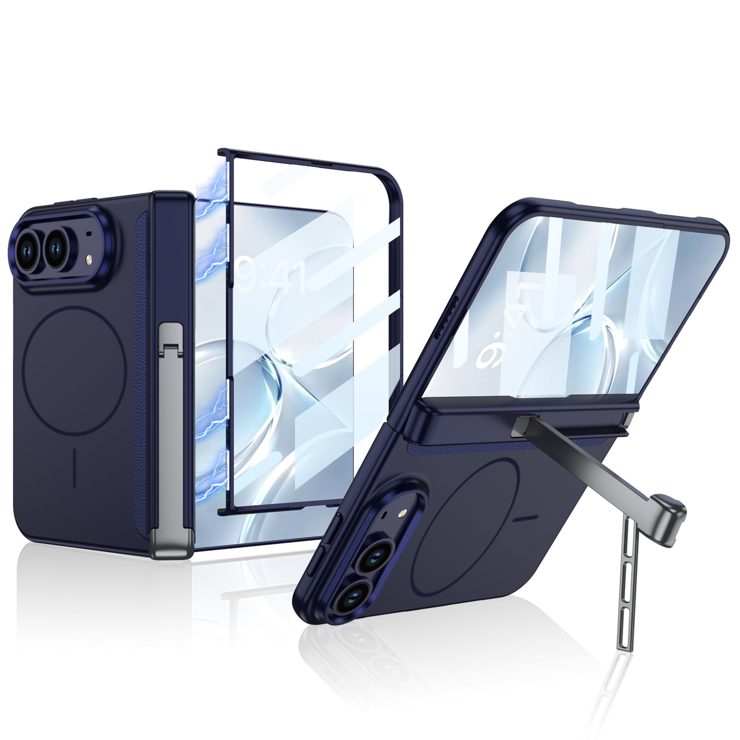 Full-Body Protection Case For iPhone Fold – Built-in Tempered Glass & Kickstand & Magnetic Coil