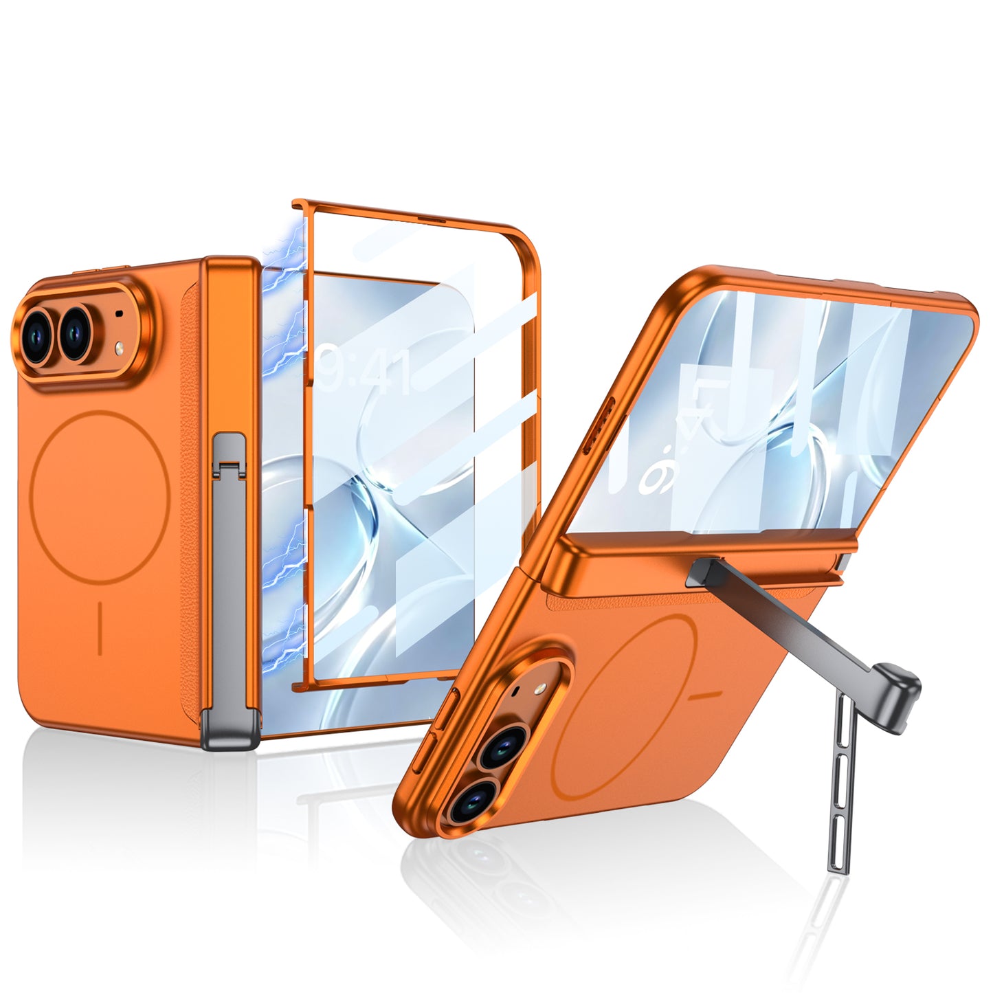 Full-Body Protection Case For iPhone Fold – Built-in Tempered Glass & Kickstand & Magnetic Coil