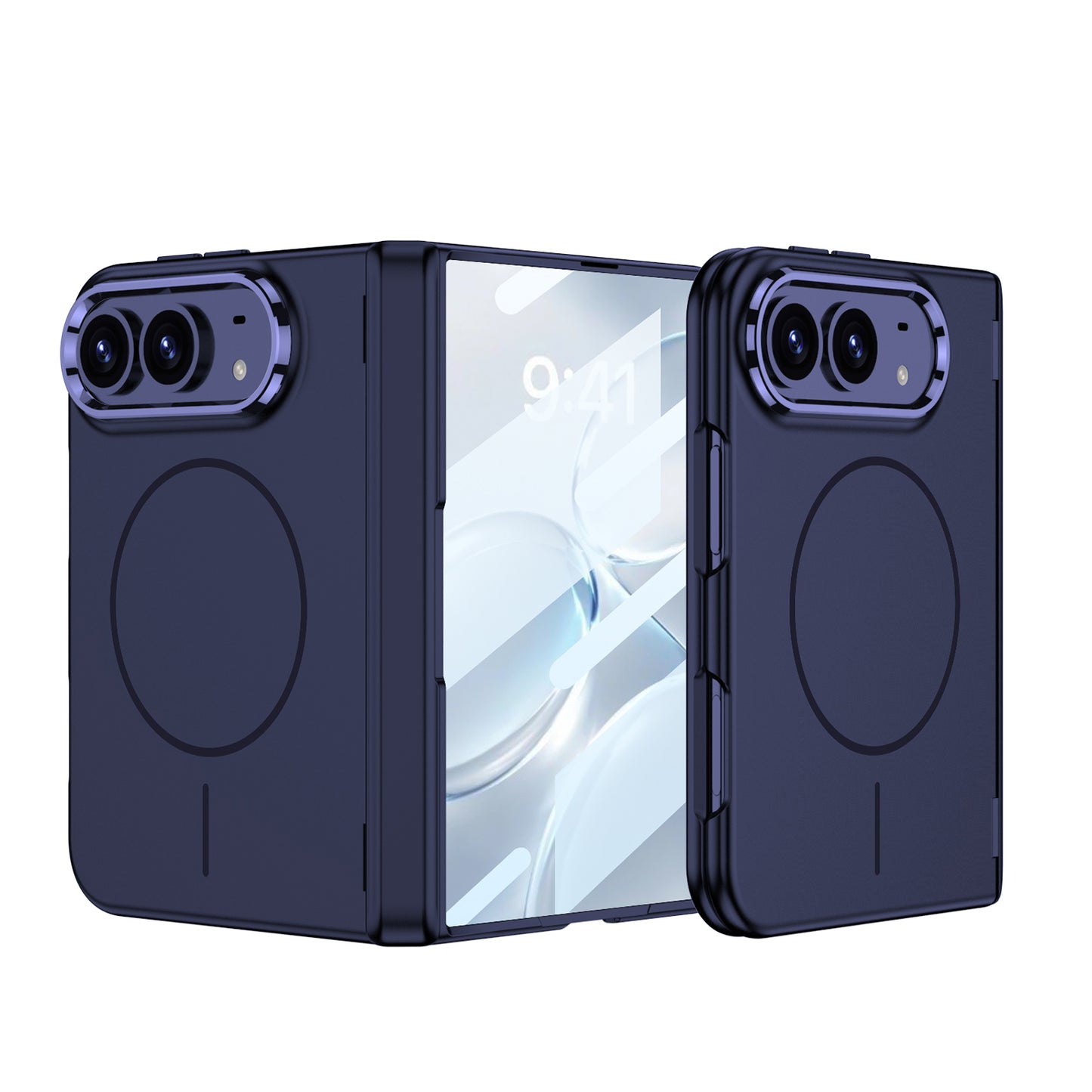 iPhone Ultra - Magnetic Hinge Protection Fashion Cover Built-in Tempered Glass Film & Magnetic Ring