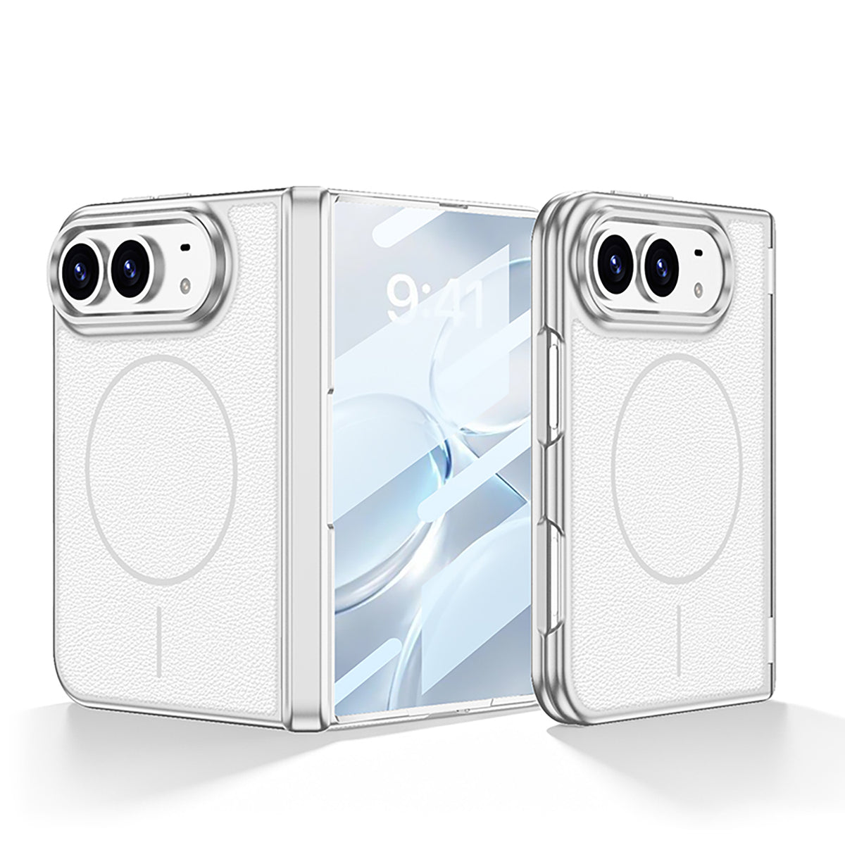 iPhone Duo - Magnetic Hinge Protection Leather Cover Built-in Tempered Glass Film & Magnetic Ring