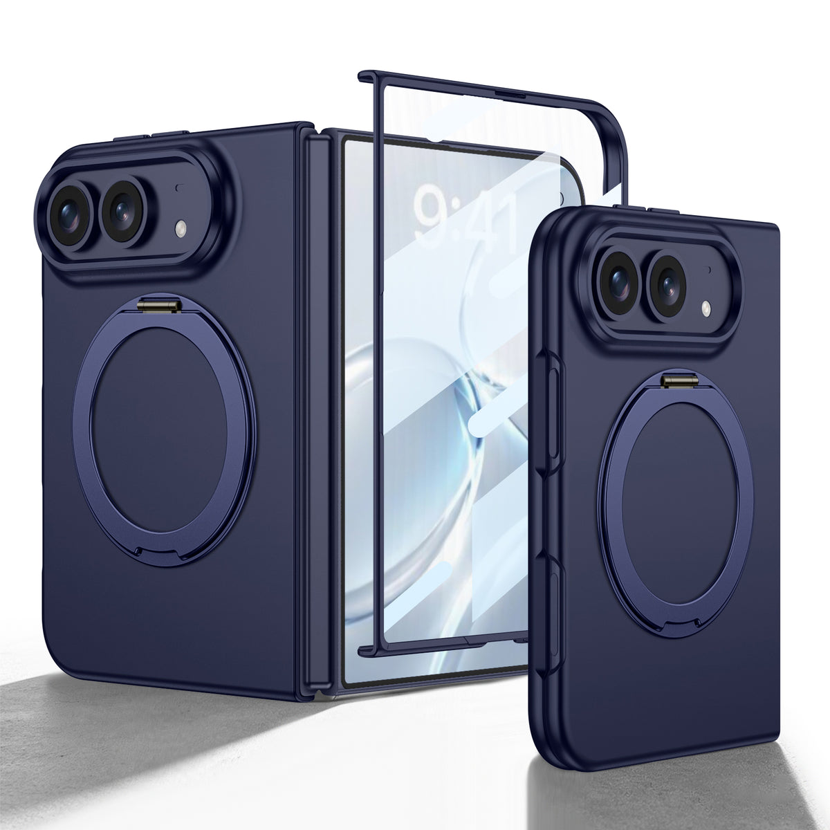 iPhone Ultra | Slim Full‑Coverage Phone Case Built-in Tempered Glass Film & 360° Rotatable Magnetic Ring Kickstand