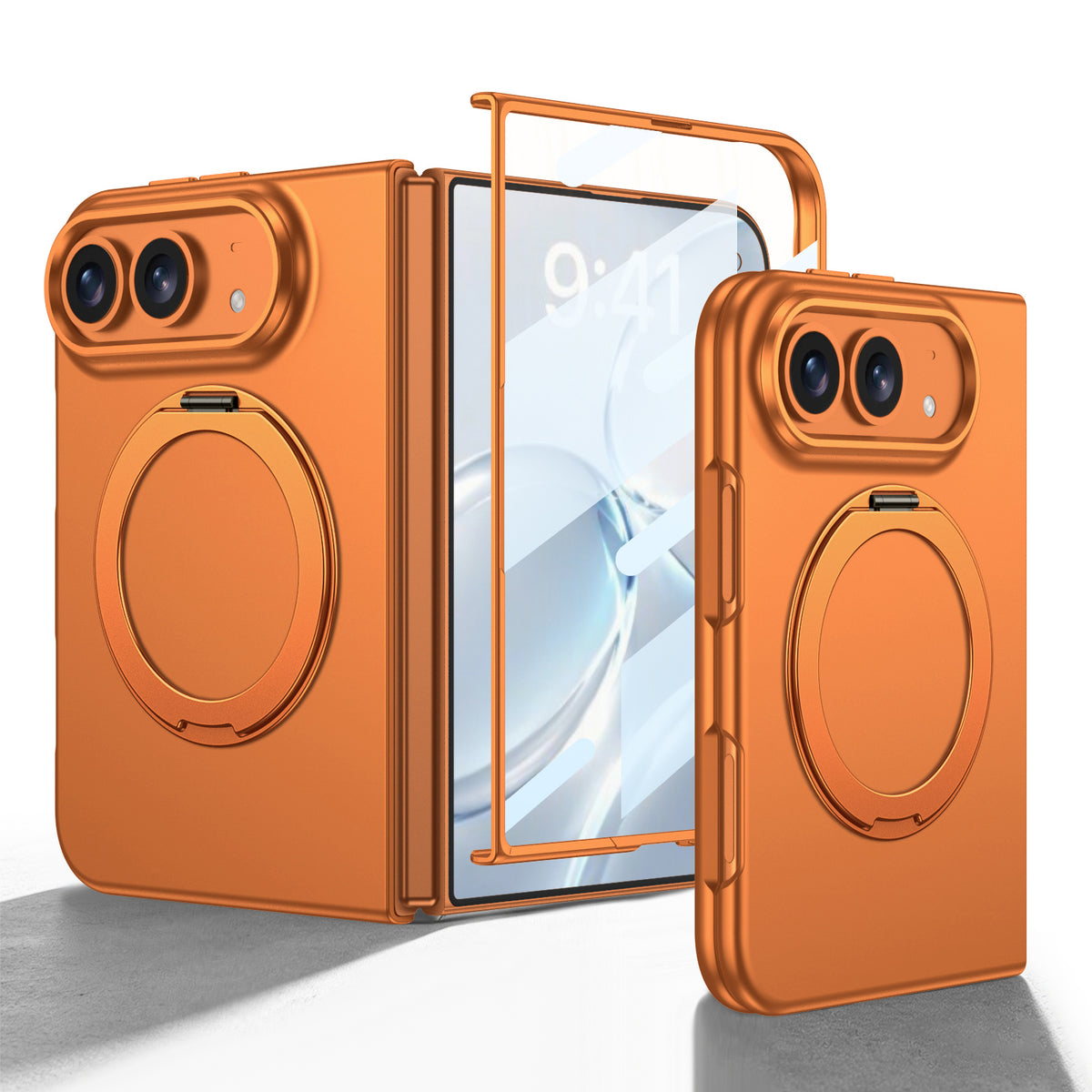 iPhone Ultra | Slim Full‑Coverage Phone Case Built-in Tempered Glass Film & 360° Rotatable Magnetic Ring Kickstand