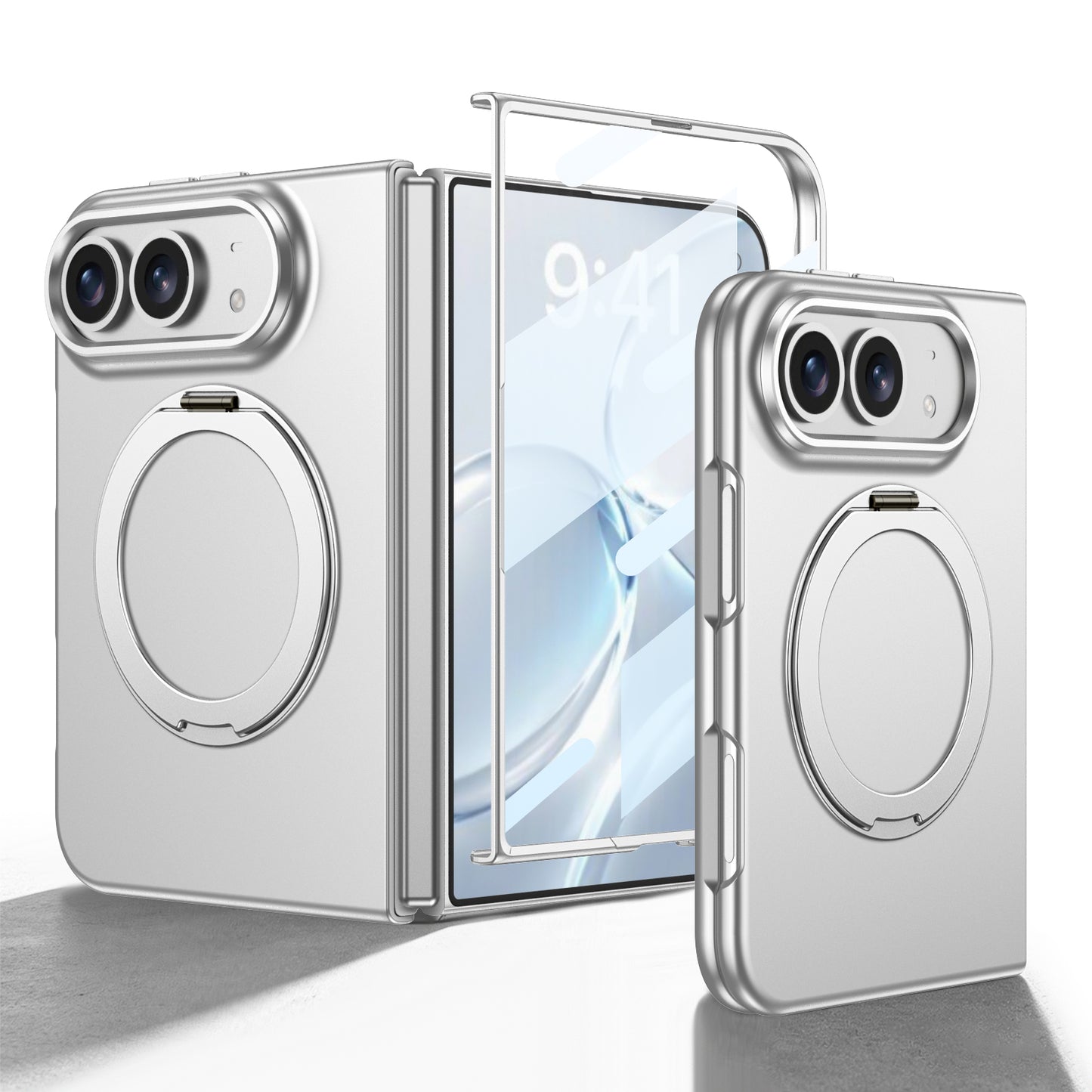iPhone Ultra | Slim Full‑Coverage Phone Case Built-in Tempered Glass Film & 360° Rotatable Magnetic Ring Kickstand