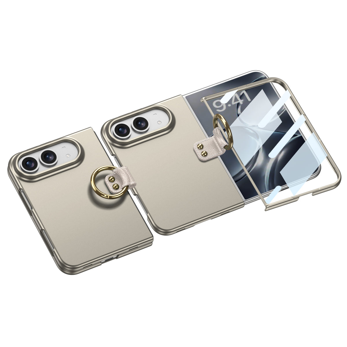 iPhone Ultra | Slim Full‑Coverage Phone Case Built-in Tempered Glass Film & Side Clip‑Style Finger Ring Grip