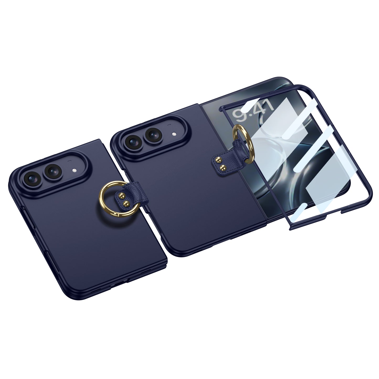 iPhone Ultra | Slim Full‑Coverage Phone Case Built-in Tempered Glass Film & Side Clip‑Style Finger Ring Grip