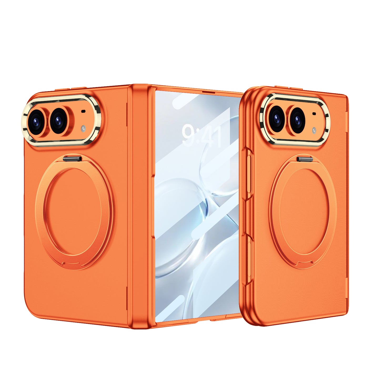 iPhone Ultra - Magnetic Hinge Protection Fashion Cover Built-in Tempered Glass Film & Magnetic Kickstand