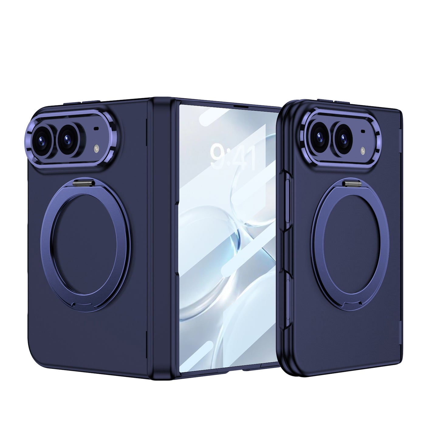 iPhone Ultra - Magnetic Hinge Protection Fashion Cover Built-in Tempered Glass Film & Magnetic Kickstand