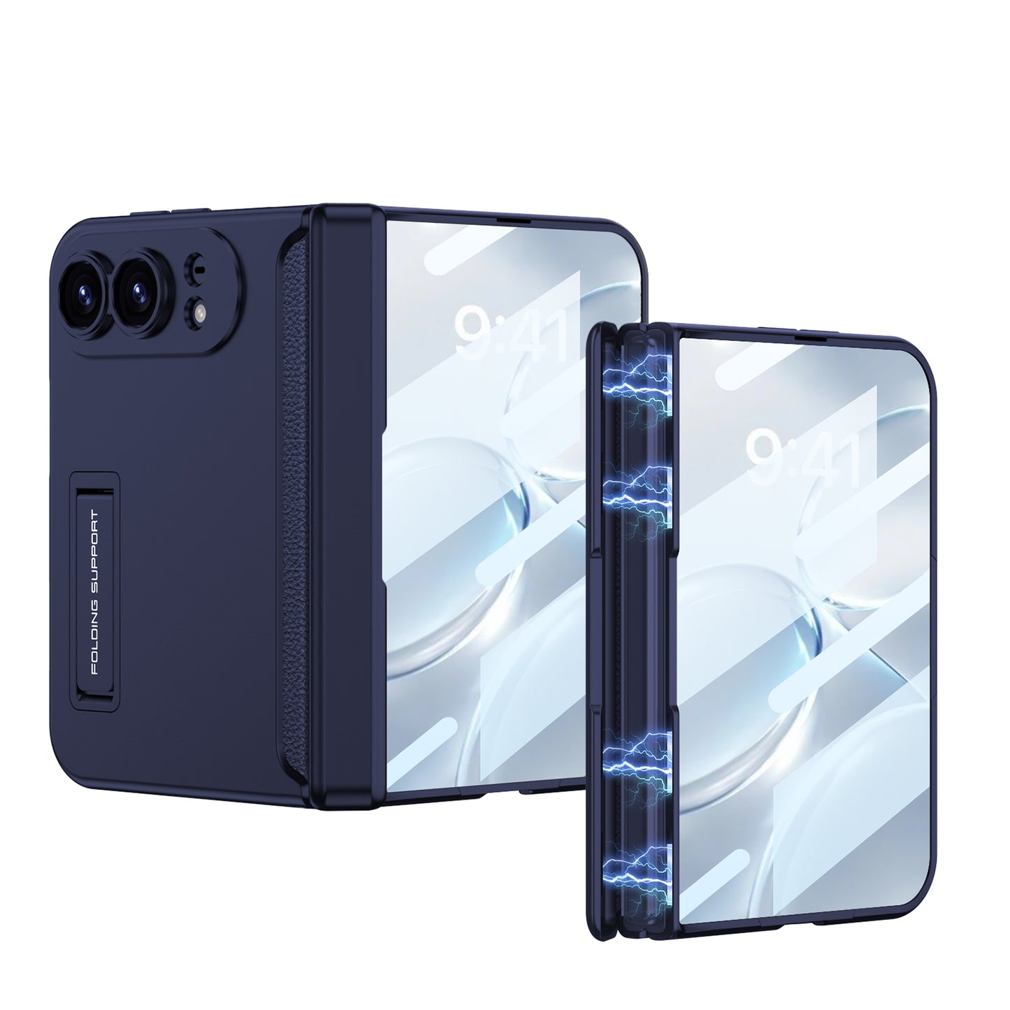 iPhone Ultra - Magnetic Hinge Camera Protection Business Cover Built-in Tempered Glass Film & Hidden Kickstand