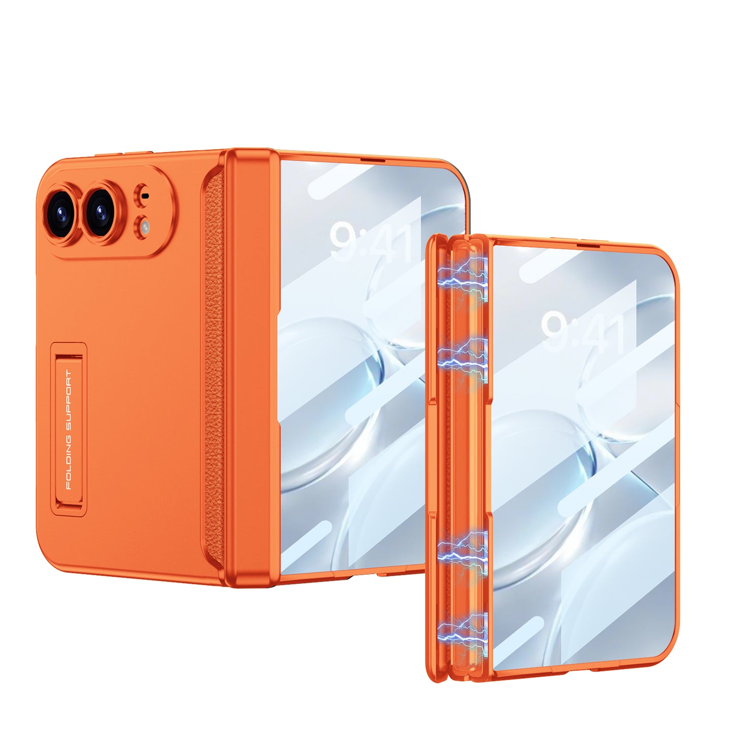 iPhone Ultra - Magnetic Hinge Camera Protection Business Cover Built-in Tempered Glass Film & Hidden Kickstand