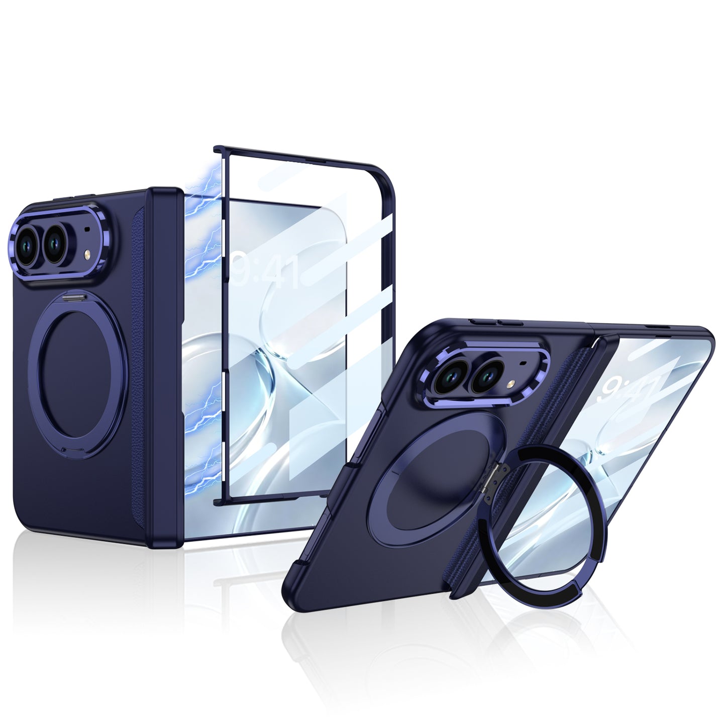 iPhone Ultra - Magnetic Hinge Protection Business Cover Built-in Tempered Glass Film & Magnetic Kickstand