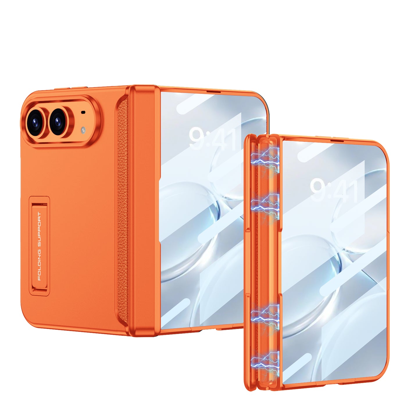 iPhone Ultra - Magnetic Hinge Protection Business Cover Built-in Tempered Glass Film & Hidden Kickstand