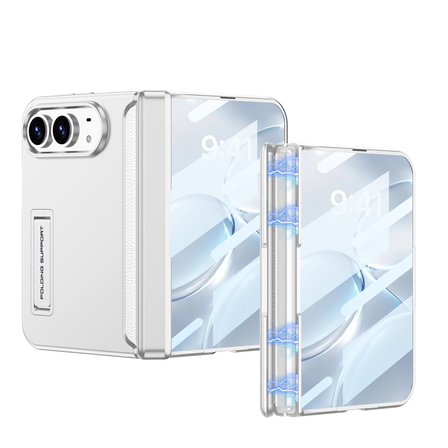 iPhone Ultra - Magnetic Hinge Protection Business Cover Built-in Tempered Glass Film & Hidden Kickstand