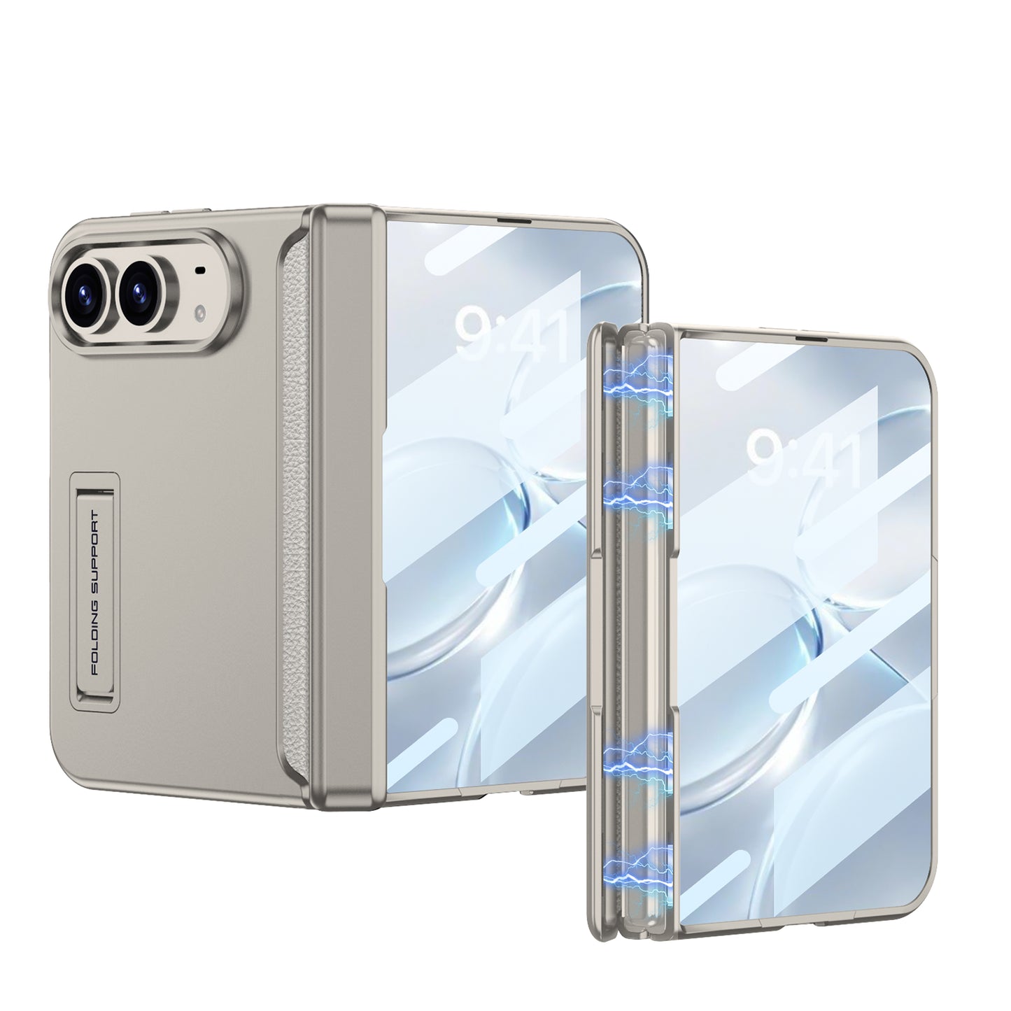iPhone Ultra - Magnetic Hinge Protection Business Cover Built-in Tempered Glass Film & Hidden Kickstand