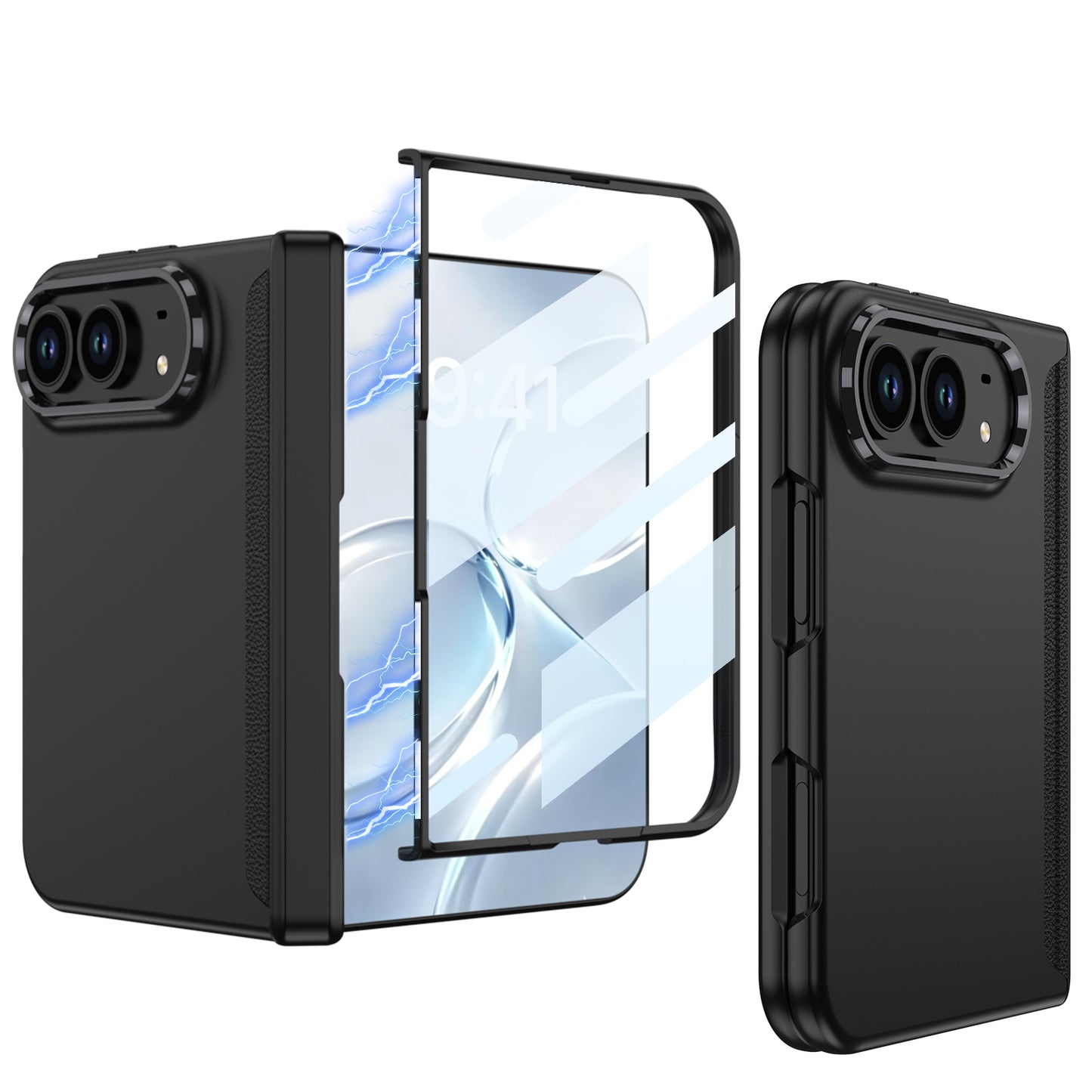 iPhone Ultra - Magnetic Hinge Protection Business Cover Built-in Tempered Glass Film
