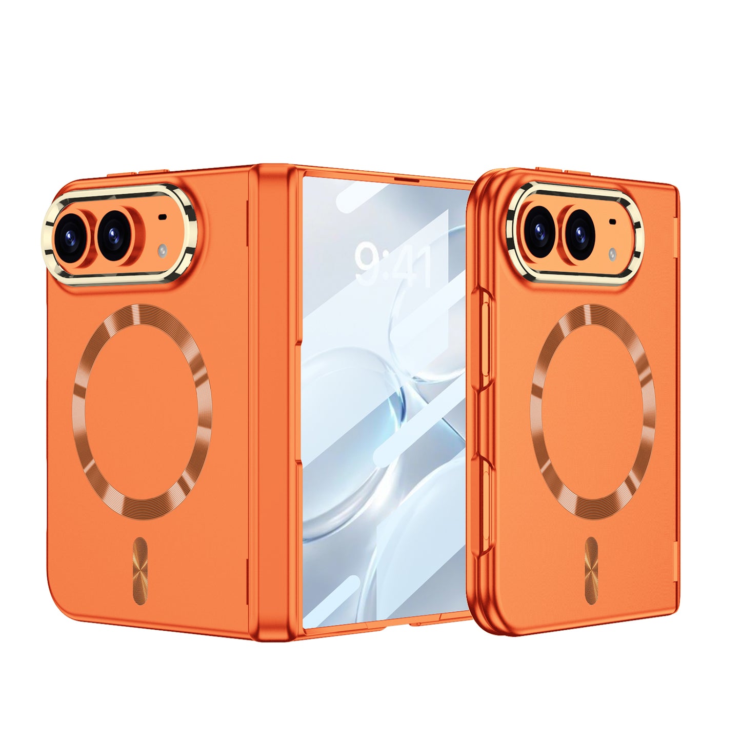 iPhone Ultra - Magnetic Hinge Protection Fashion Cover Built-in Tempered Glass Film & Magnetic Ring