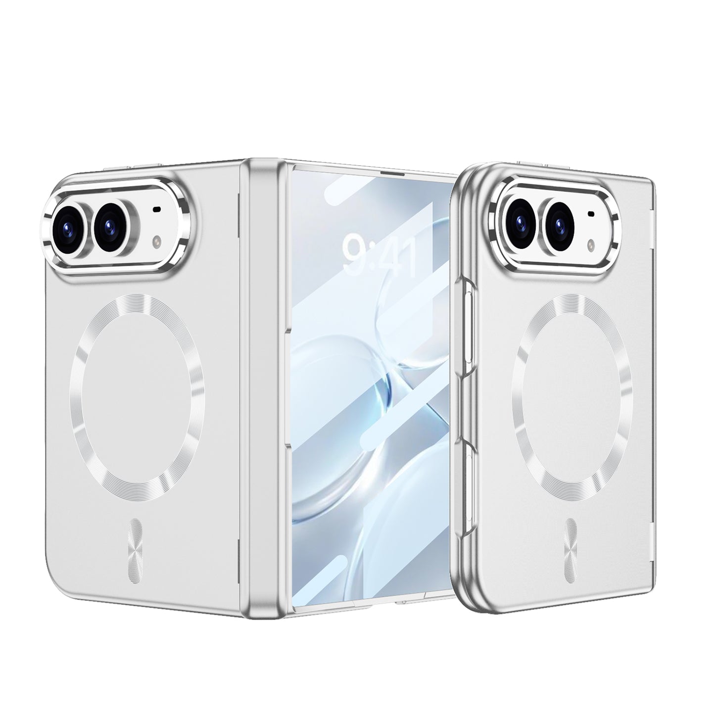 iPhone Ultra - Magnetic Hinge Protection Fashion Cover Built-in Tempered Glass Film & Magnetic Ring