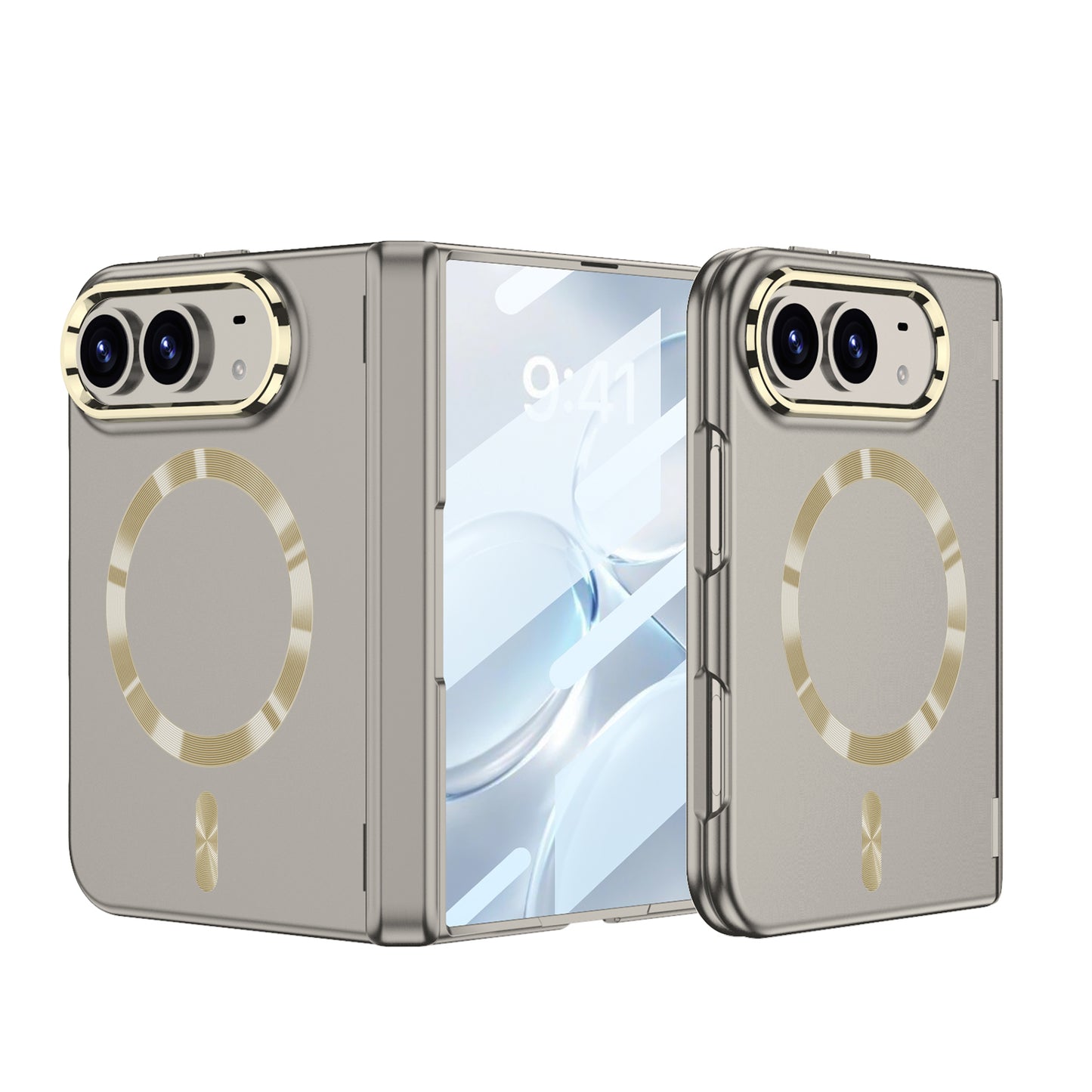 iPhone Ultra - Magnetic Hinge Protection Fashion Cover Built-in Tempered Glass Film & Magnetic Ring