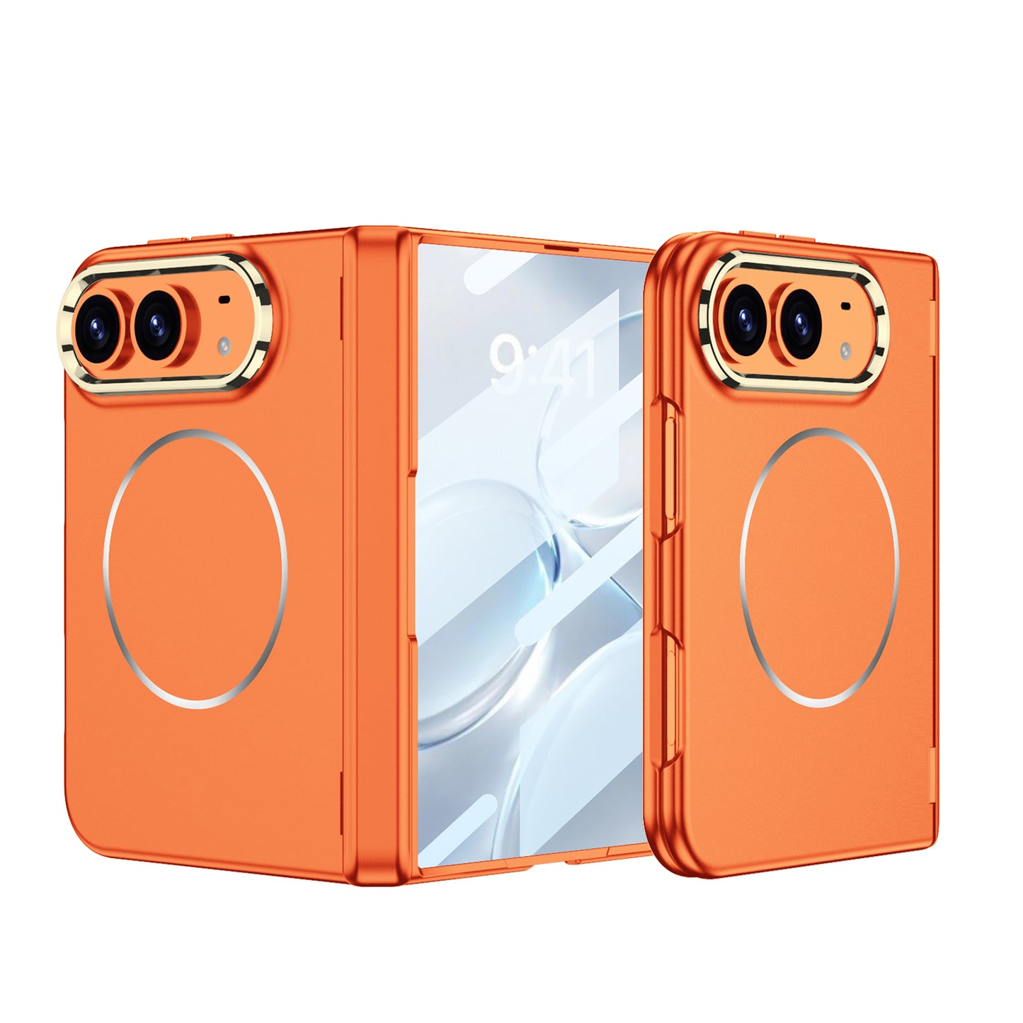 iPhone Ultra - Magnetic Hinge Protection Fashion Cover Built-in Tempered Glass Film & Magnetic Ring