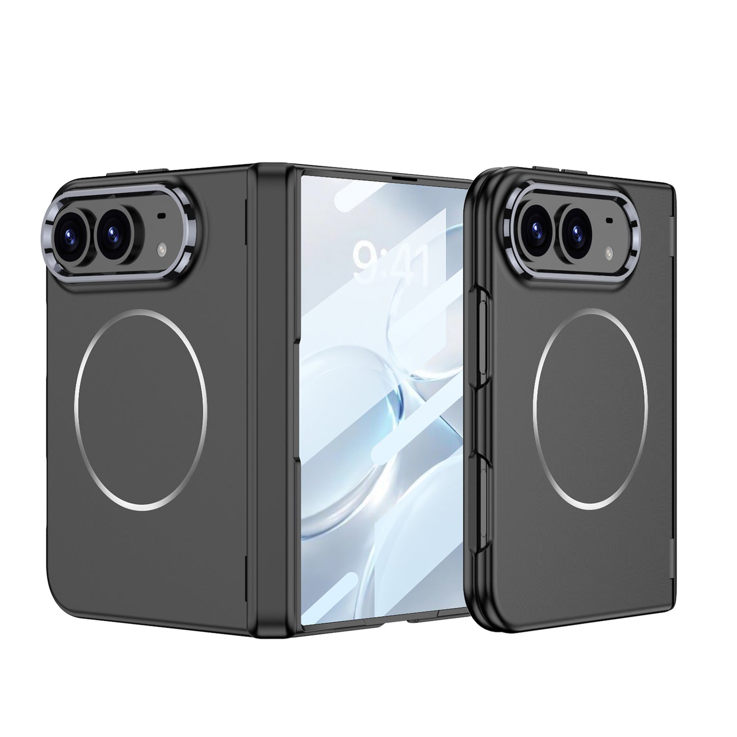 iPhone Ultra - Magnetic Hinge Protection Fashion Cover Built-in Tempered Glass Film & Magnetic Ring