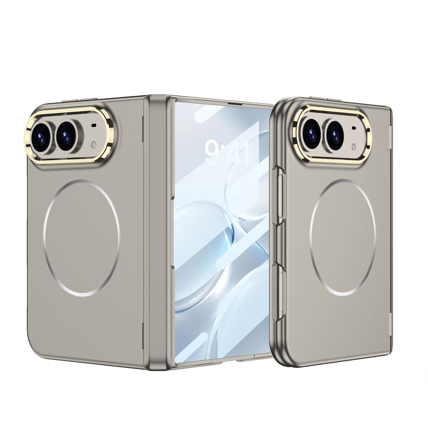 iPhone Ultra - Magnetic Hinge Protection Fashion Cover Built-in Tempered Glass Film & Magnetic Ring