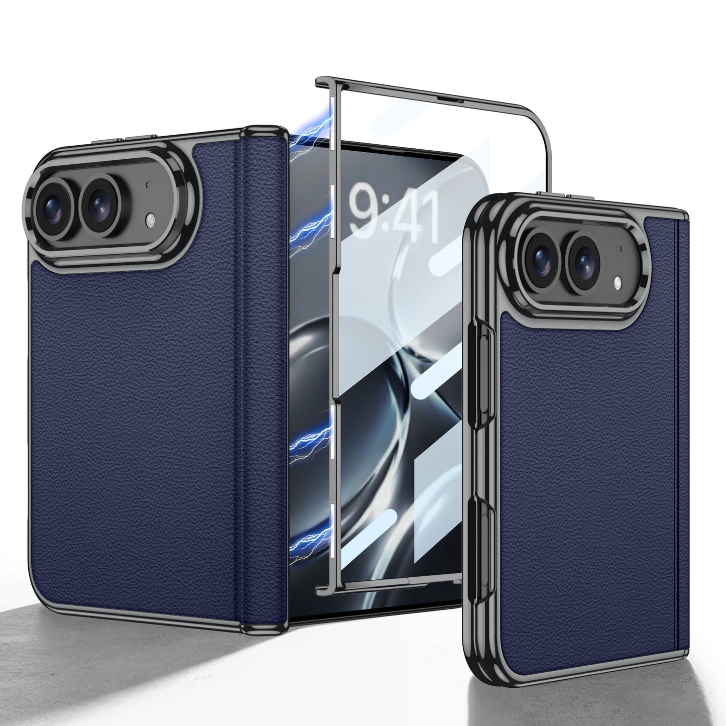 iPhone Ultra - Golden Plating Leather Cover Built-in Tempered Glass Screen