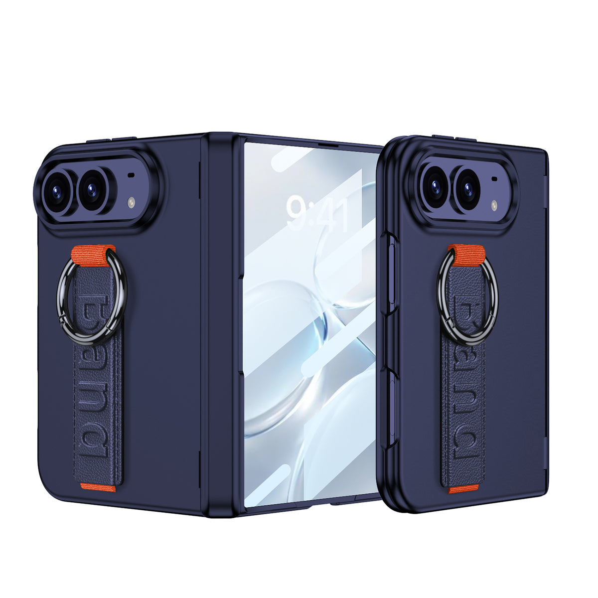 iPhone Duo - Magnetic Hinge Protection Cover Built-in Tempered Glass Film & Wrist Strap with Finger Ring Grip
