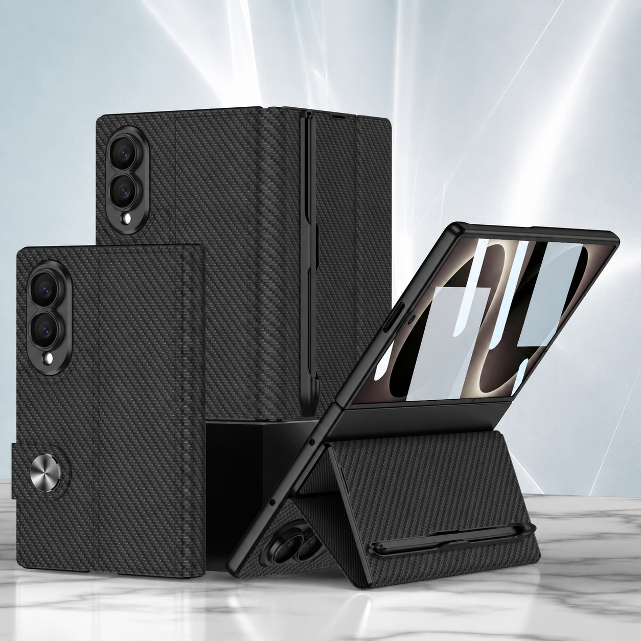 Luxurious Leather Phone Cover With Screen Protector & Pen-slot & Stylus For Galaxy Z Fold8/7/6 Wide Ultra