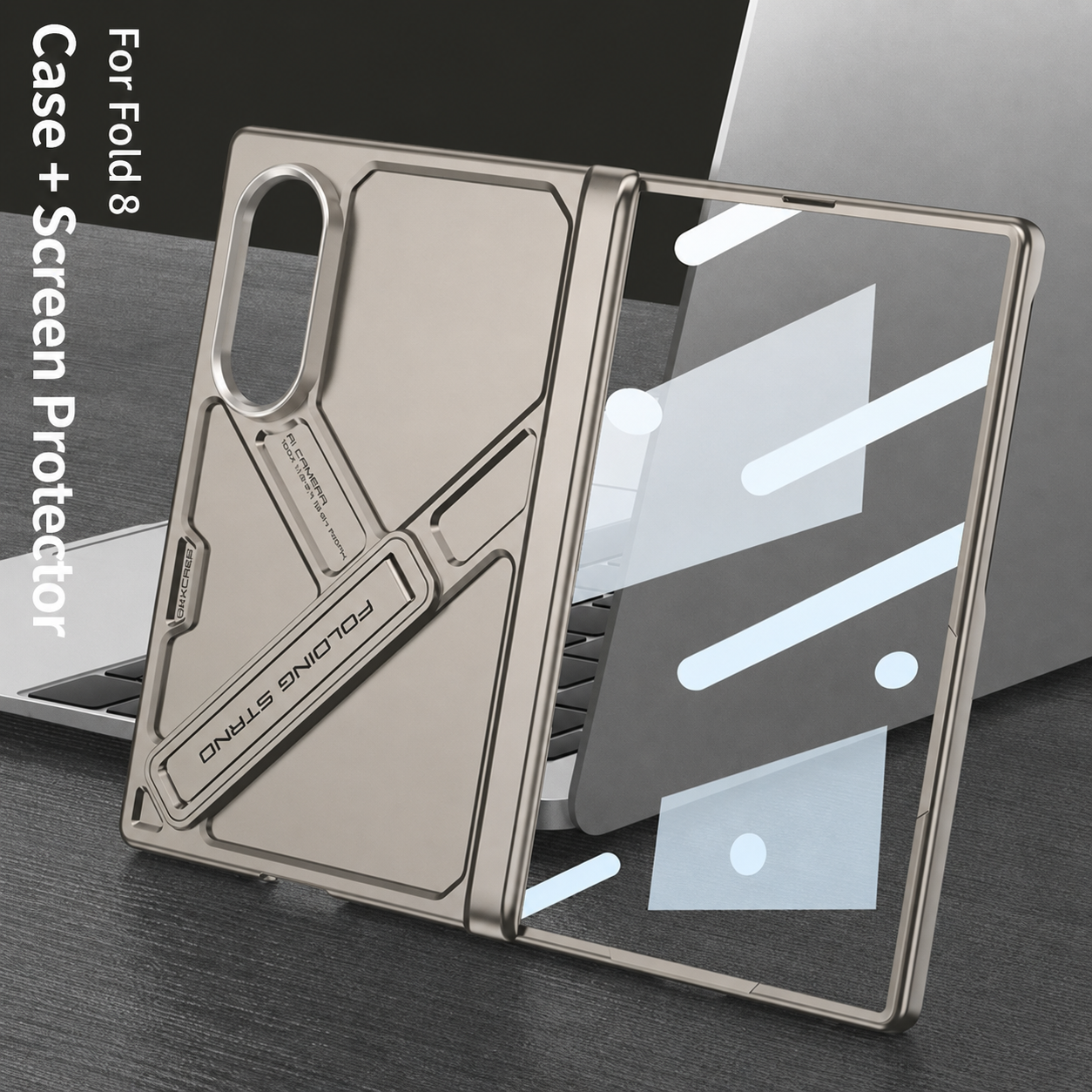 Armor Full-Body Protection Case For Galaxy Z Fold8 Wide Ultra – Hidden Kickstand,Tempered Glass Screen Protector
