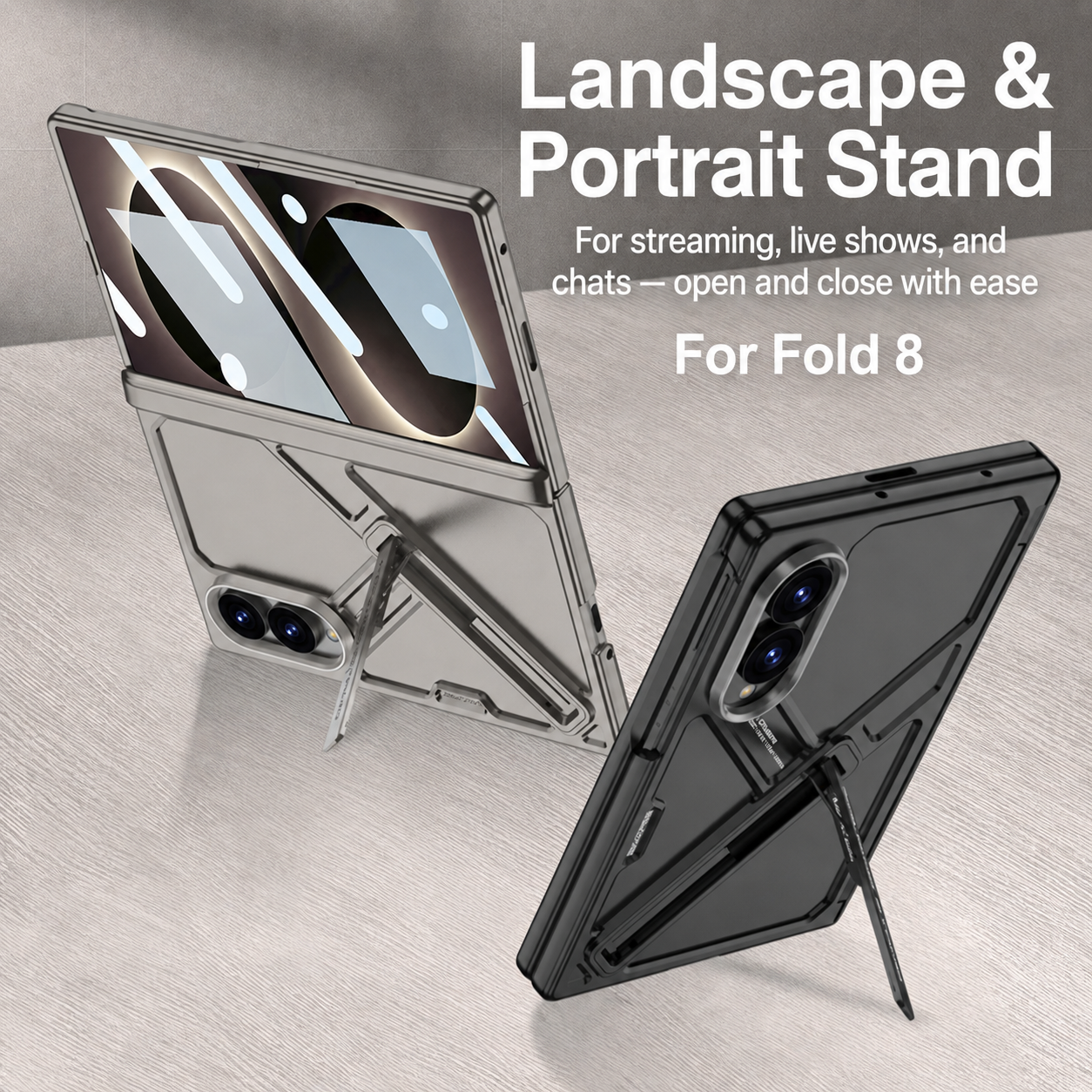 Armor Full-Body Protection Case For Galaxy Z Fold8 Wide Ultra – Hidden Kickstand,Tempered Glass Screen Protector