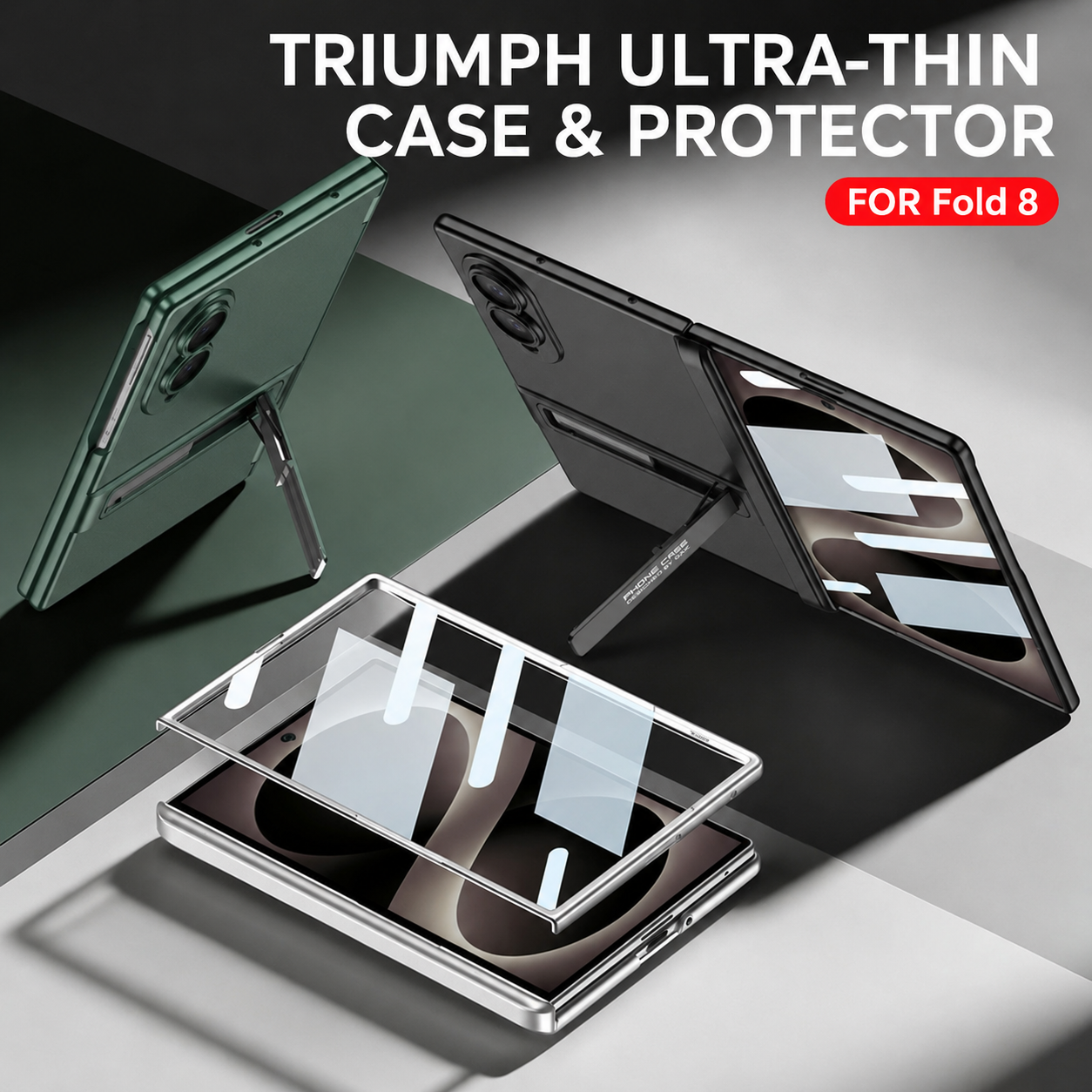 Business-style Bracket Magnetic Hinge Phone Case With Back Screen Film For Galaxy Z Fold 7/8 Ultra Wide