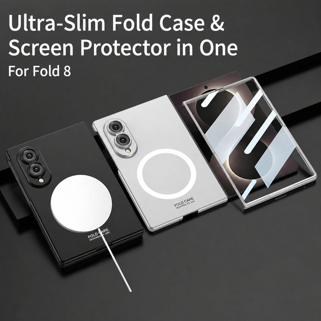 Galaxy Z Fold 8/7/6/5/4 Wide Ultra Fashion Phone Case with Built-In Tempered Glass & Magnetic Coil