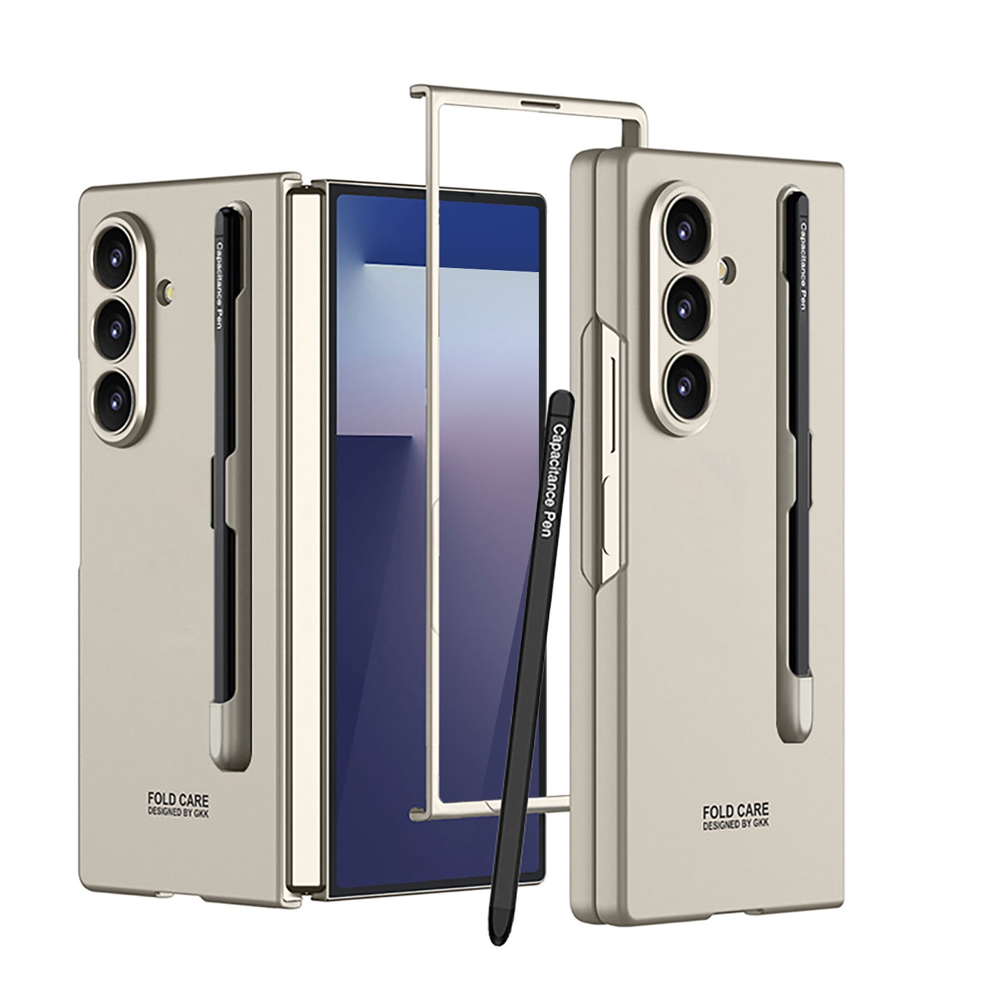 Business-style Phone Case With Pen Slot & Stylus For Galaxy Z Fold 7/6/5/4