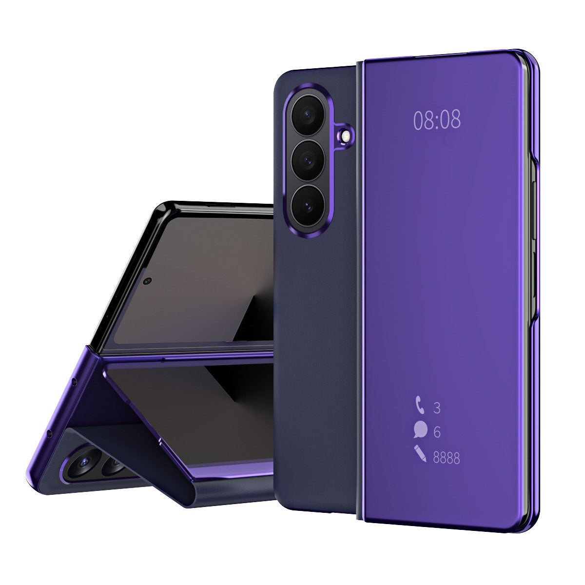 Smart Mirror Clear View Flip Case Luxury Magnetic Leather Kickstand Shockproof Cover For Galaxy Z Fold 7/6/5/4/3